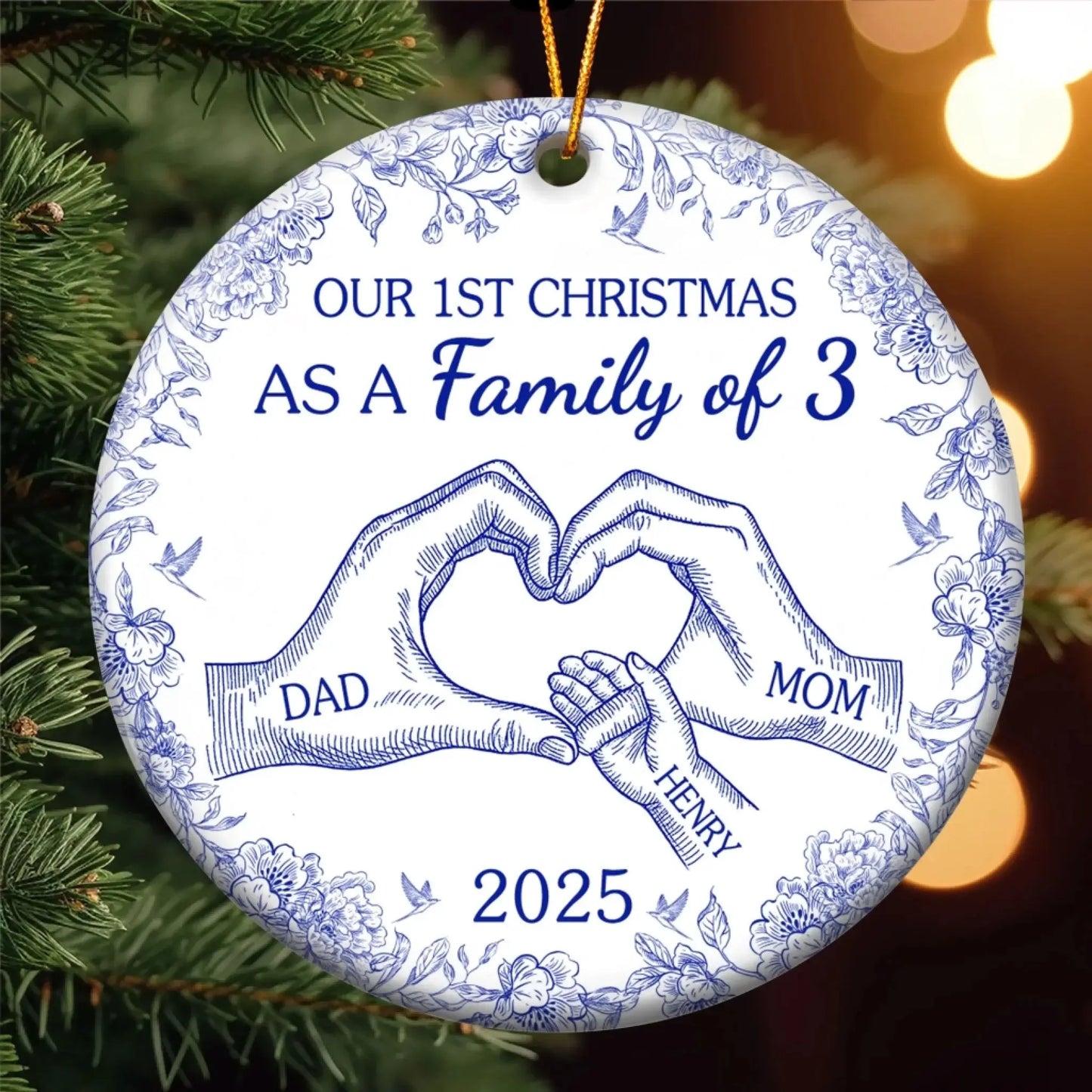 Our First Christmas Together – Personalized Ceramic Ornament – Romantic Holiday Gift for Couples, Newlyweds & Married Partners Ezcustomize