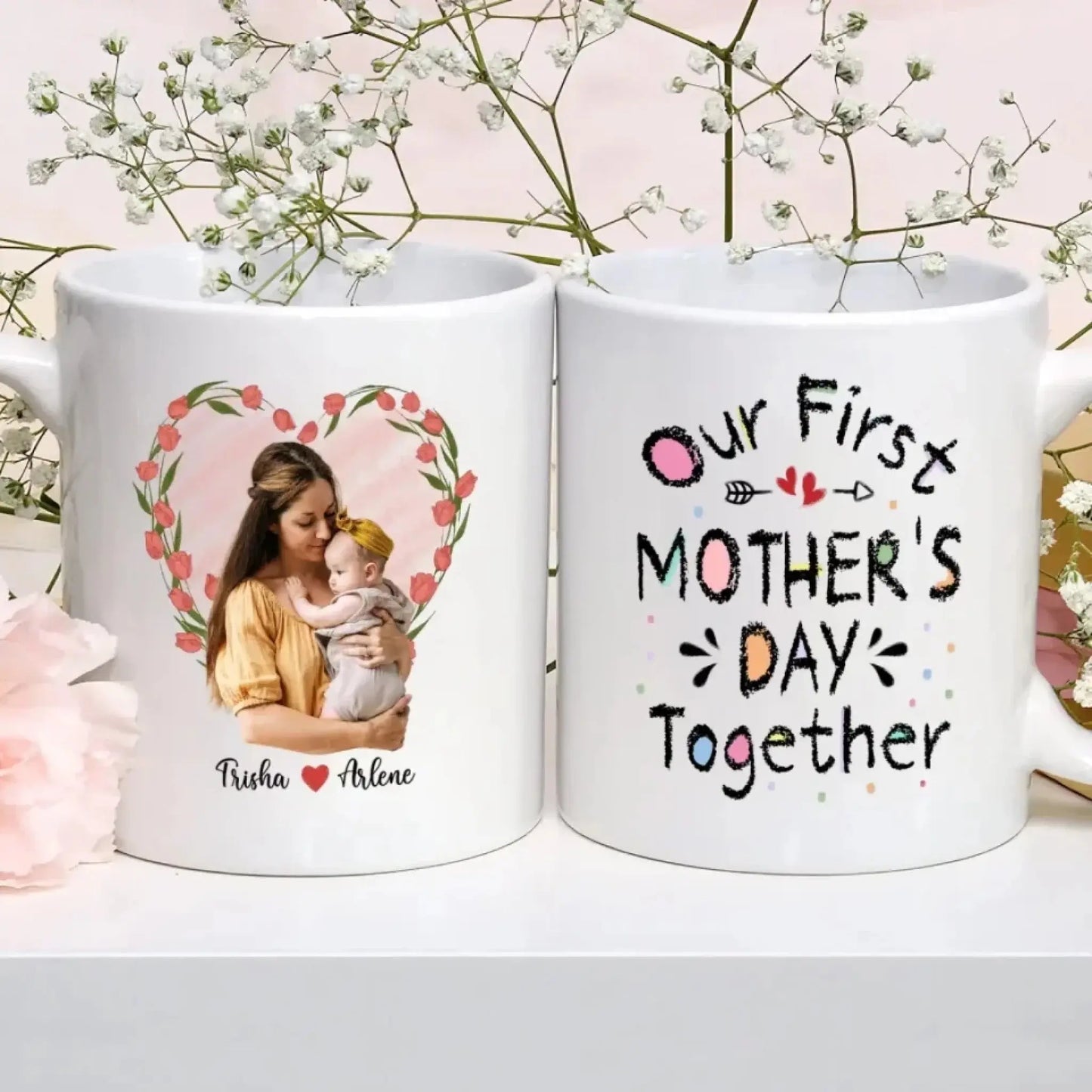 Our First Mother’s Day Together Mug – Personalized Custom Coffee Cup – Gift for New Mom from Baby or Family Ezcustomize