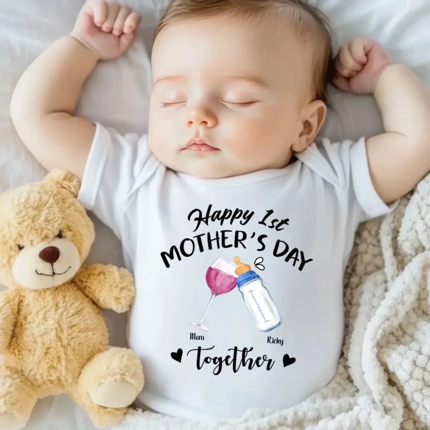 Our First Mother’s Day Together – Personalized T-Shirt or Onesie – Custom Gift for New Mom or First-Time Mom Ezcustomize