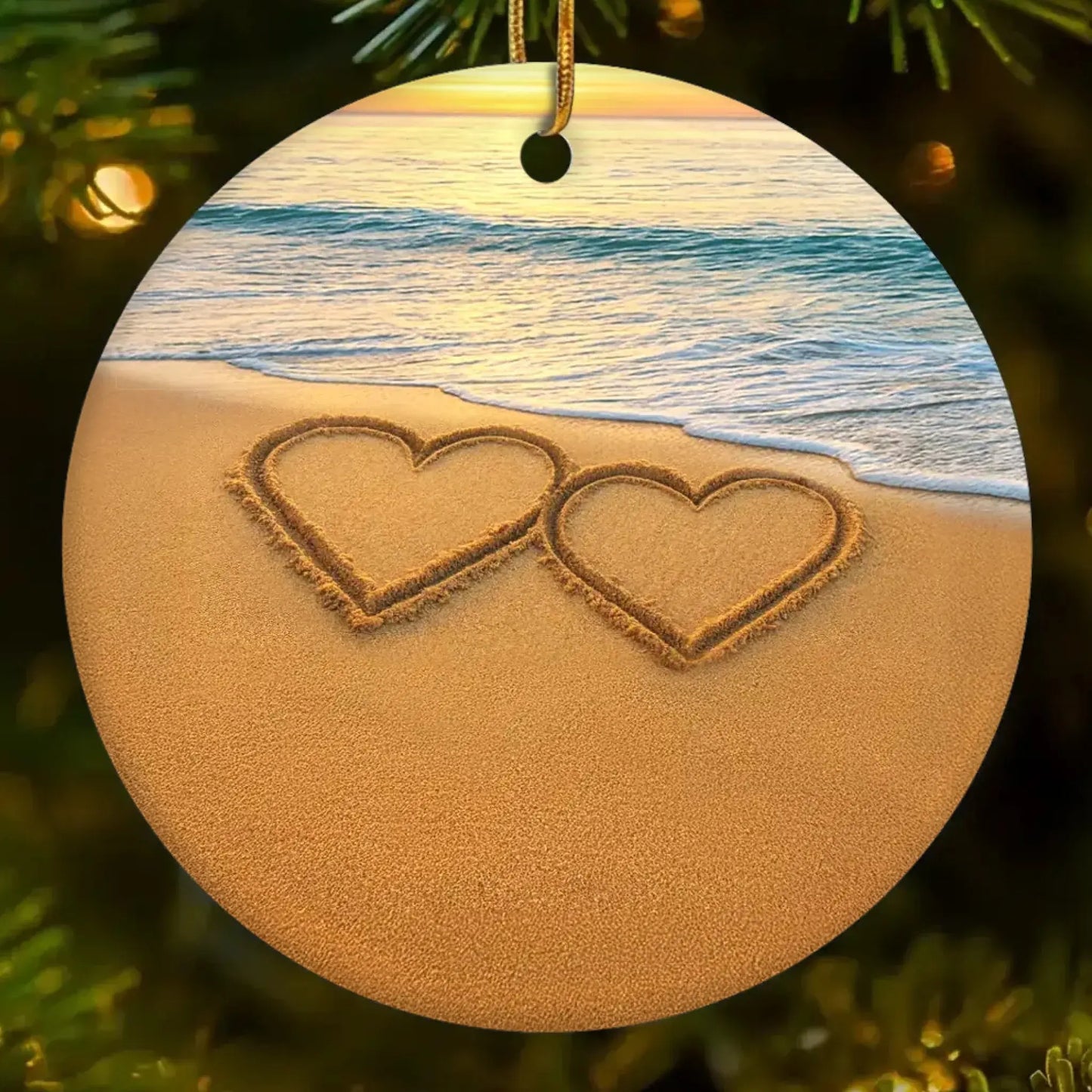 Our Happily Ever After Set in Sand – Personalized Acrylic Ornament – Custom Anniversary, Wedding & Christmas Gift for Husband & Wife Ezcustomize