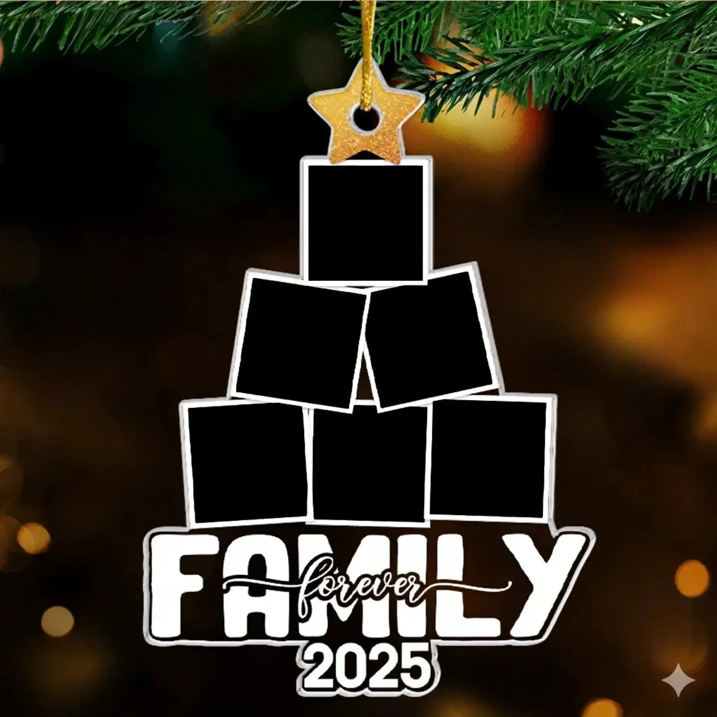 Our Happy Tree Custom Photo - Personalized Acrylic Ornament - Meaningful Holiday Gift for Family and Loved Ones Ezcustomize