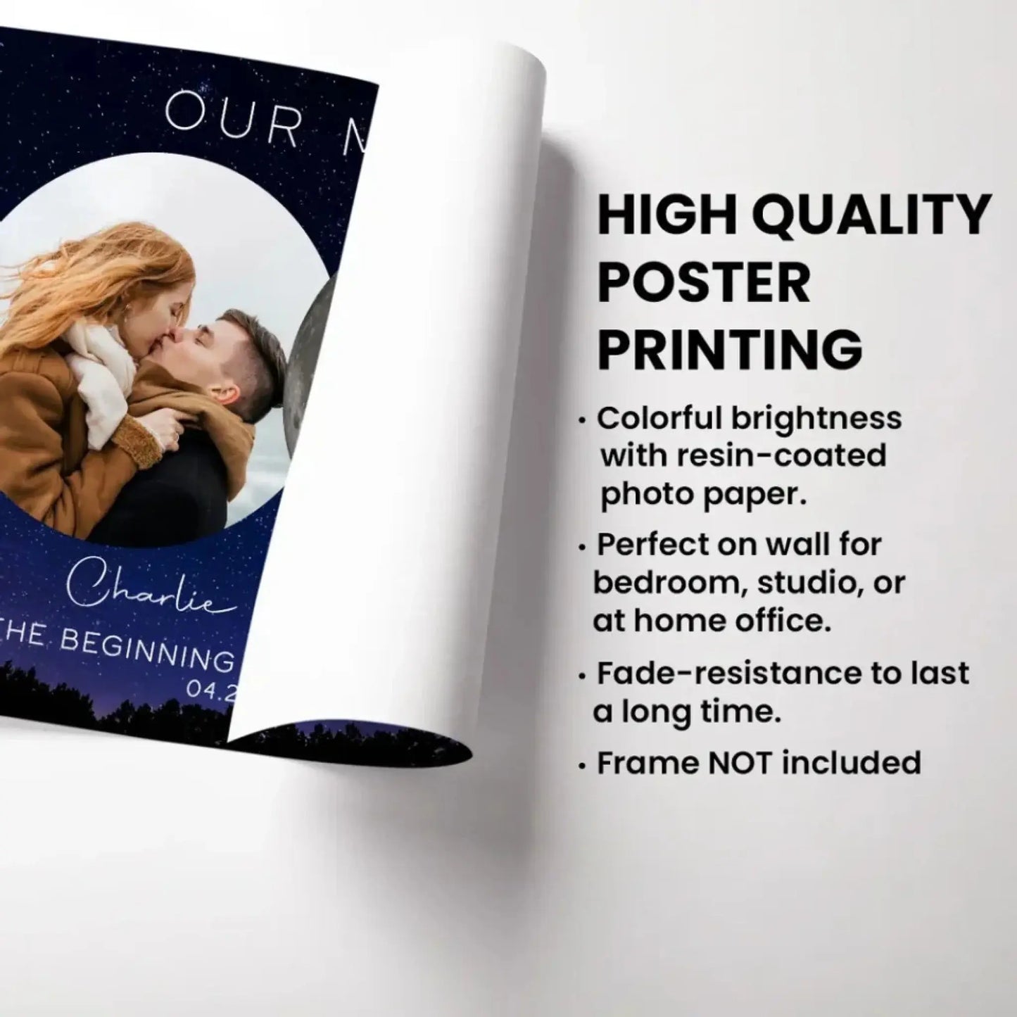 Our Moon Couple Custom Photo Moon Phase Art Anniversary Gift For Him, Gift For Her Wedding Gift Personalized Poster Ezcustomize