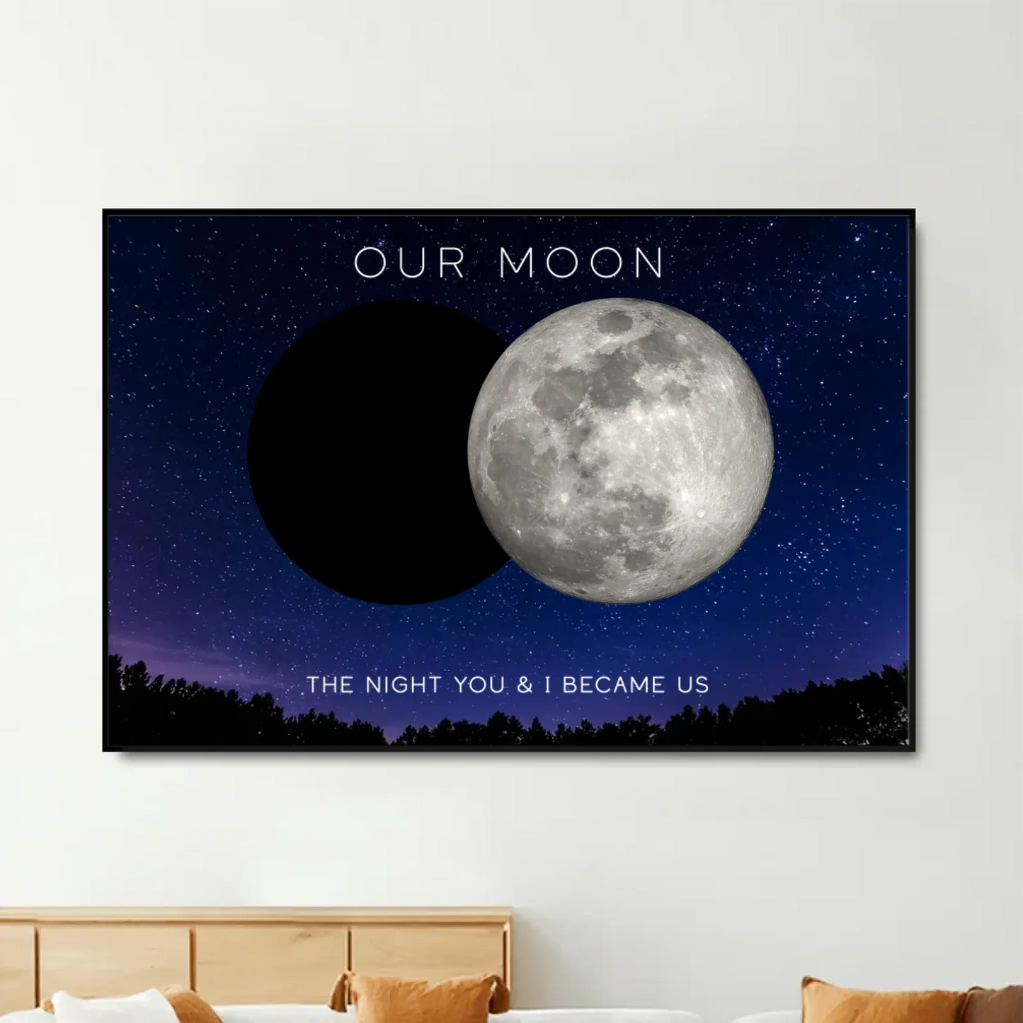Our Moon Couple Custom Photo Moon Phase Art Anniversary Gift For Him, Gift For Her Wedding Gift Personalized Poster Ezcustomize
