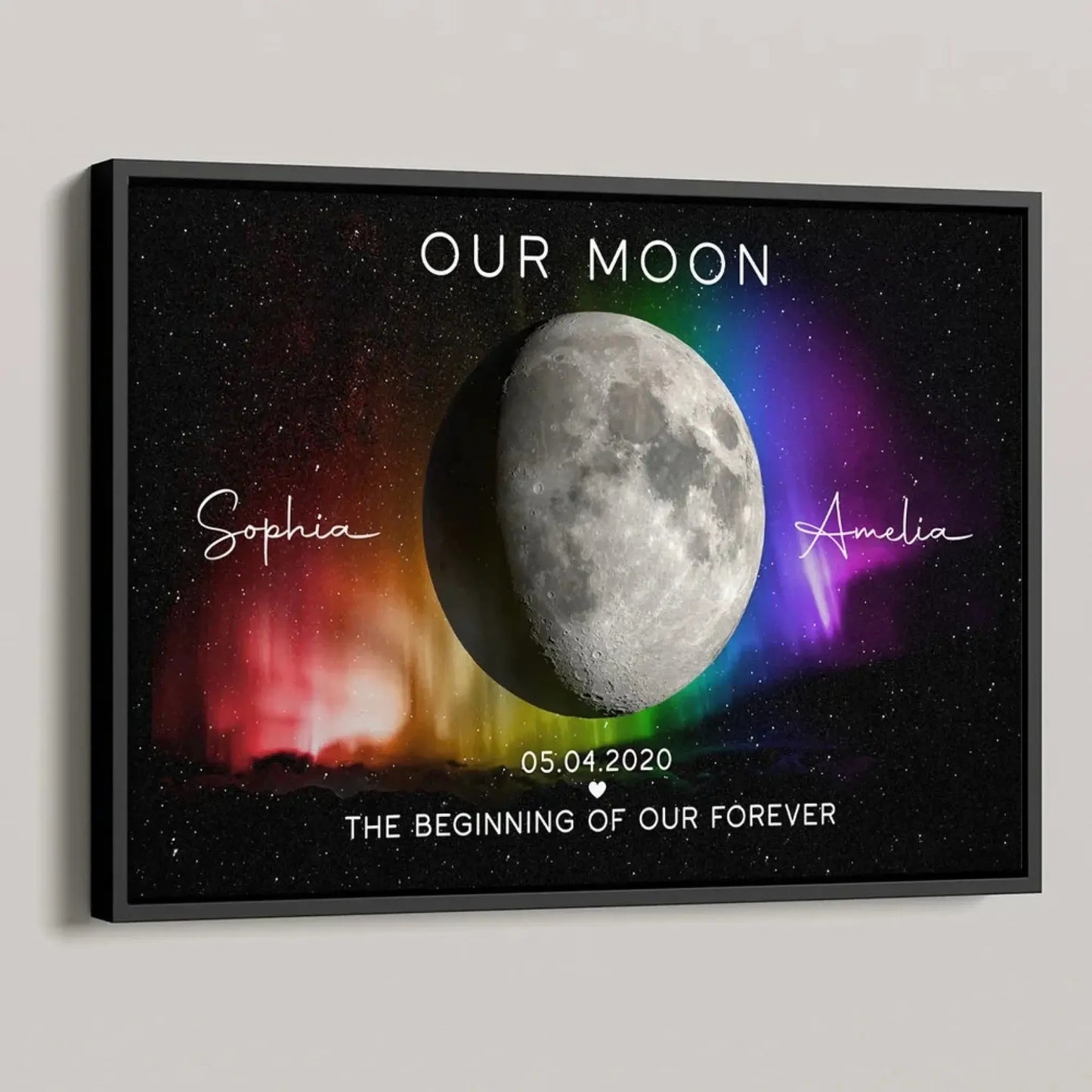 Our Moon – LGBTQ Couple Moon Phase Art Personalized Poster – Unique Pride Month or Anniversary Gift Ezcustomize