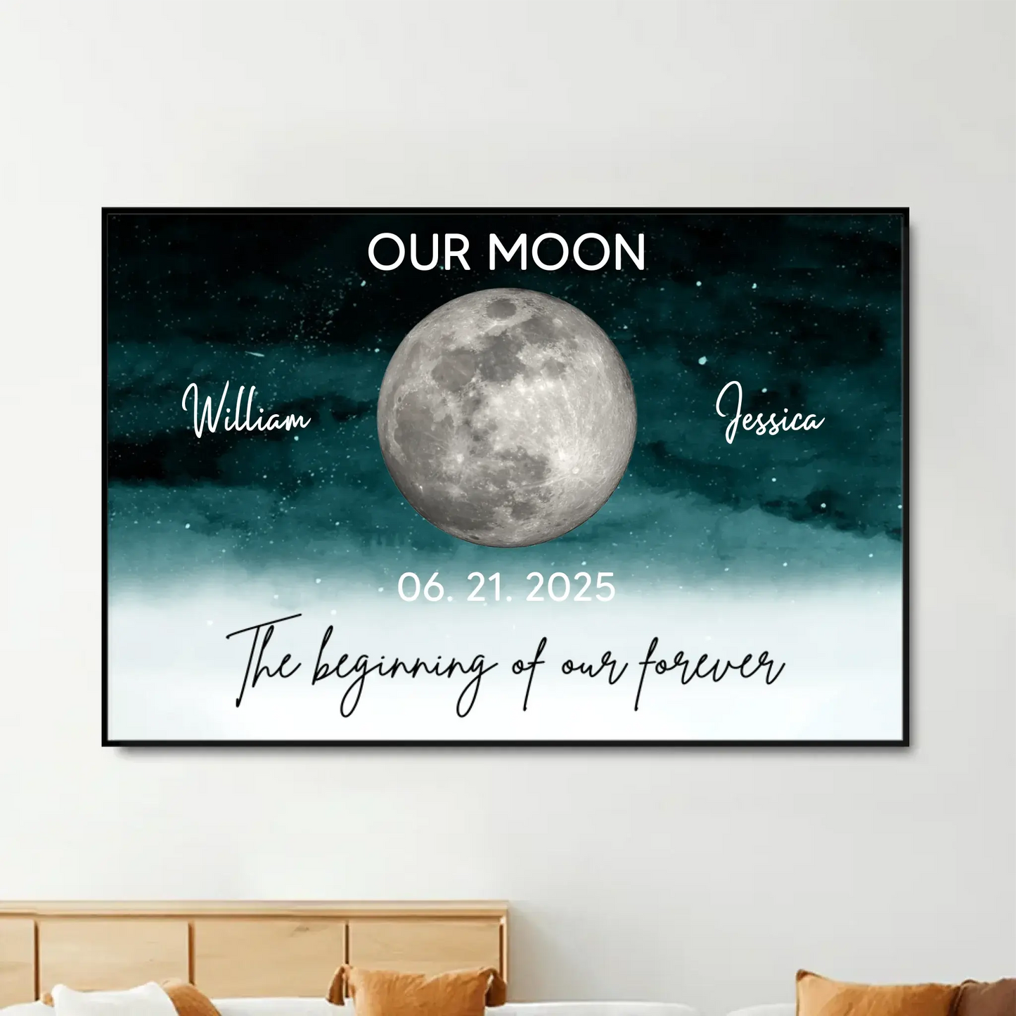 Our Moon – Personalized Couple Poster with Moon Phase, Romantic Custom Wall Art for Boyfriend, Girlfriend, or Anniversary Gift Ezcustomize
