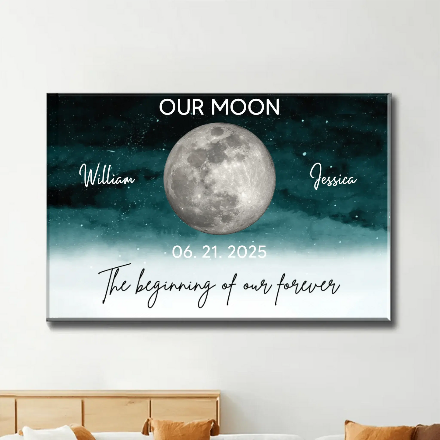 Our Moon – Personalized Couple Poster with Moon Phase, Romantic Custom Wall Art for Boyfriend, Girlfriend, or Anniversary Gift Ezcustomize