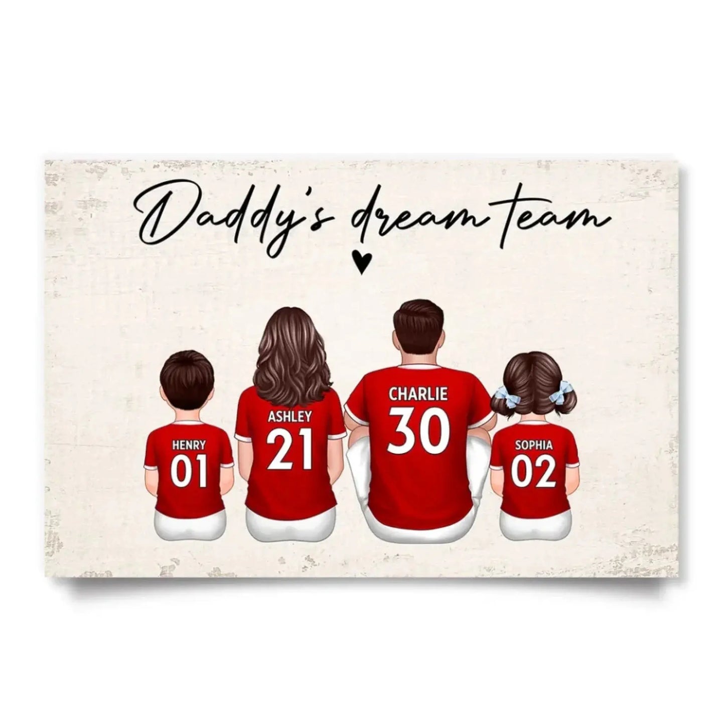 Our Soccer/Football Family Team – Personalized Sitting Poster/Canvas – Custom Gift for Parents or Family on Mother’s or Father’s Day Ezcustomize