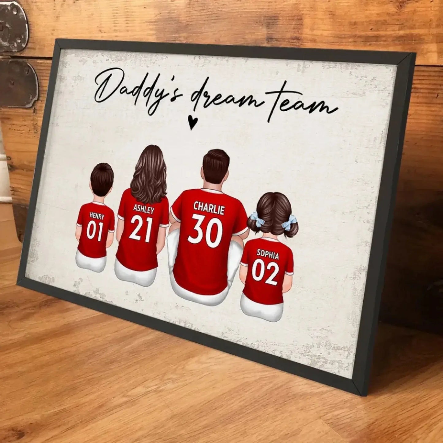Our Soccer/Football Family Team – Personalized Sitting Poster/Canvas – Custom Gift for Parents or Family on Mother’s or Father’s Day Ezcustomize
