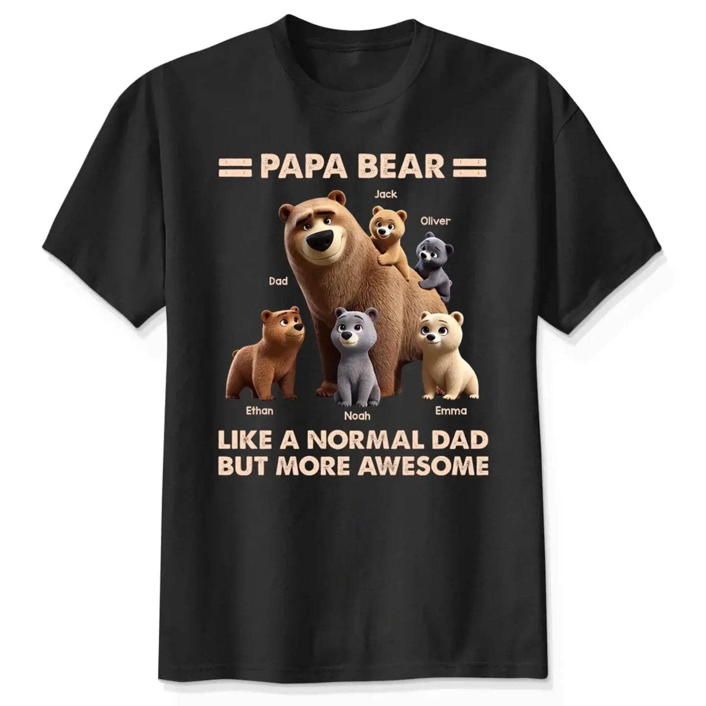Papa Bear & Kids Shirt – Personalized 3D Cute T-Shirt – Father’s Day Gift for Dads and Grandpas Ezcustomize