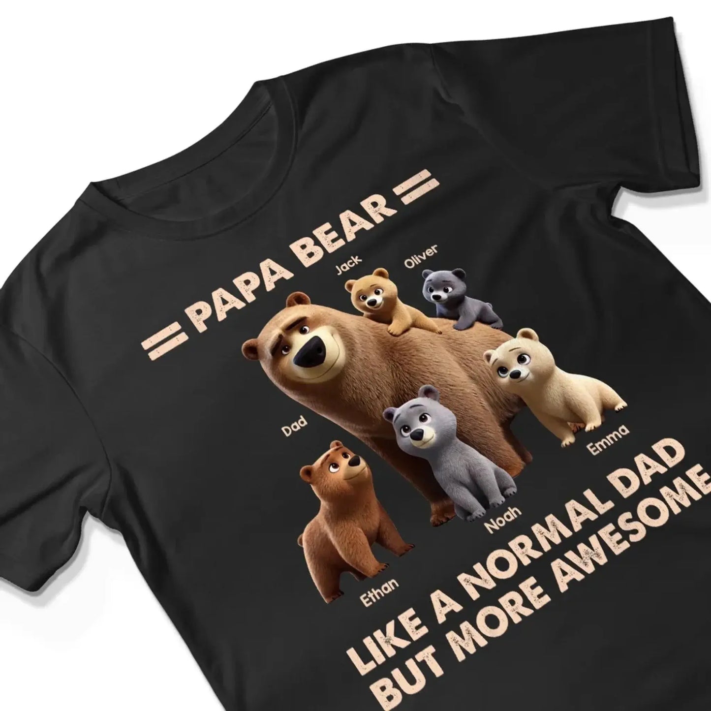 Papa Bear & Kids Shirt – Personalized 3D Cute T-Shirt – Father’s Day Gift for Dads and Grandpas Ezcustomize