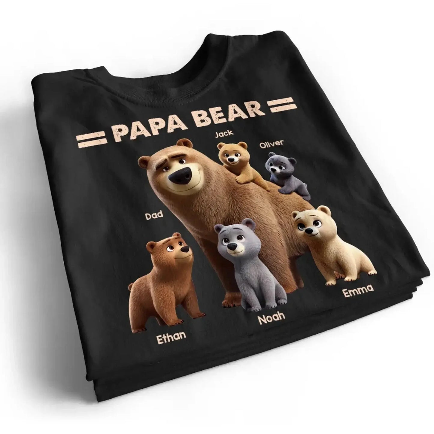 Papa Bear & Kids Shirt – Personalized 3D Cute T-Shirt – Father’s Day Gift for Dads and Grandpas Ezcustomize