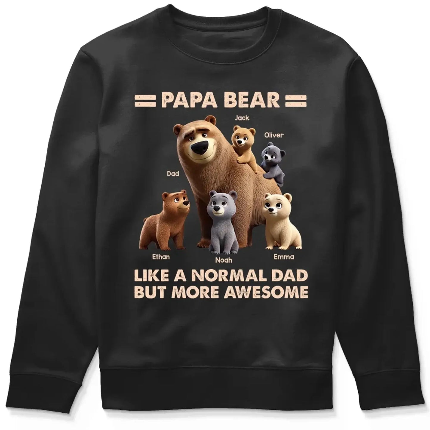Papa Bear & Kids Shirt – Personalized 3D Cute T-Shirt – Father’s Day Gift for Dads and Grandpas Ezcustomize