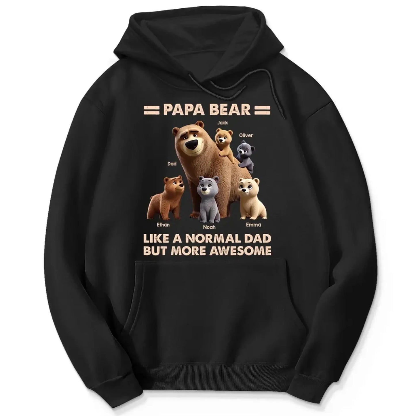 Papa Bear & Kids Shirt – Personalized 3D Cute T-Shirt – Father’s Day Gift for Dads and Grandpas Ezcustomize