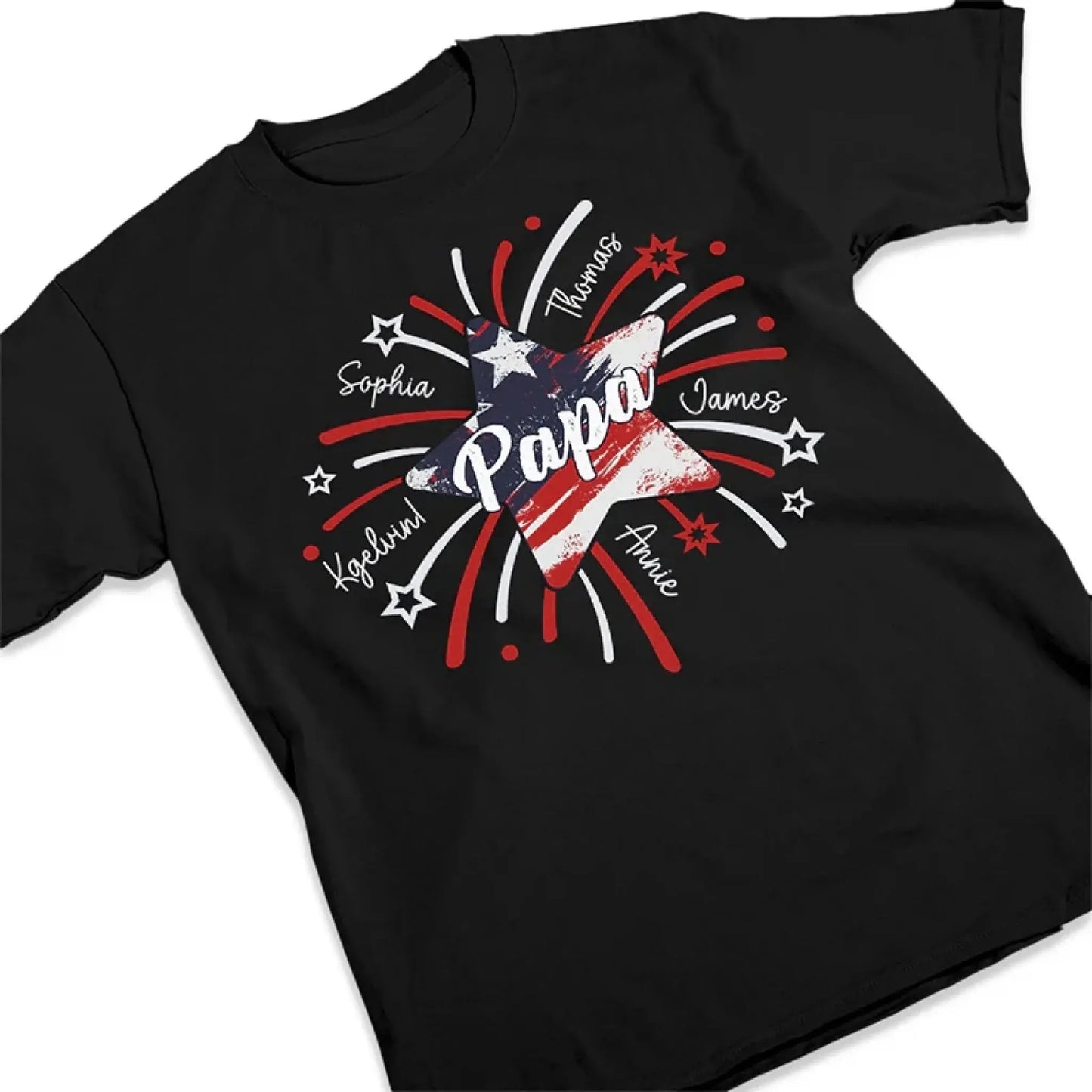 Papa & Kids Firework Star Shirt – Personalized T-Shirt/Hoodie/Sweatshirt – 4th of July or Birthday Gift for Dad or Grandpa Ezcustomize