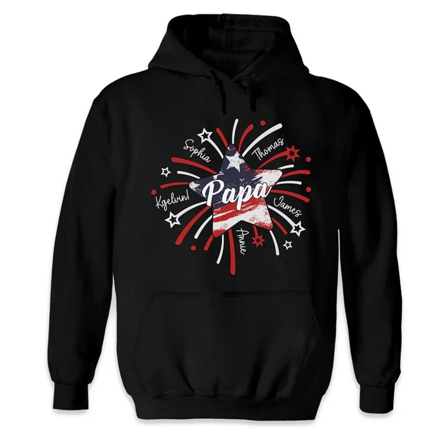 Papa & Kids Firework Star Shirt – Personalized T-Shirt/Hoodie/Sweatshirt – 4th of July or Birthday Gift for Dad or Grandpa Ezcustomize