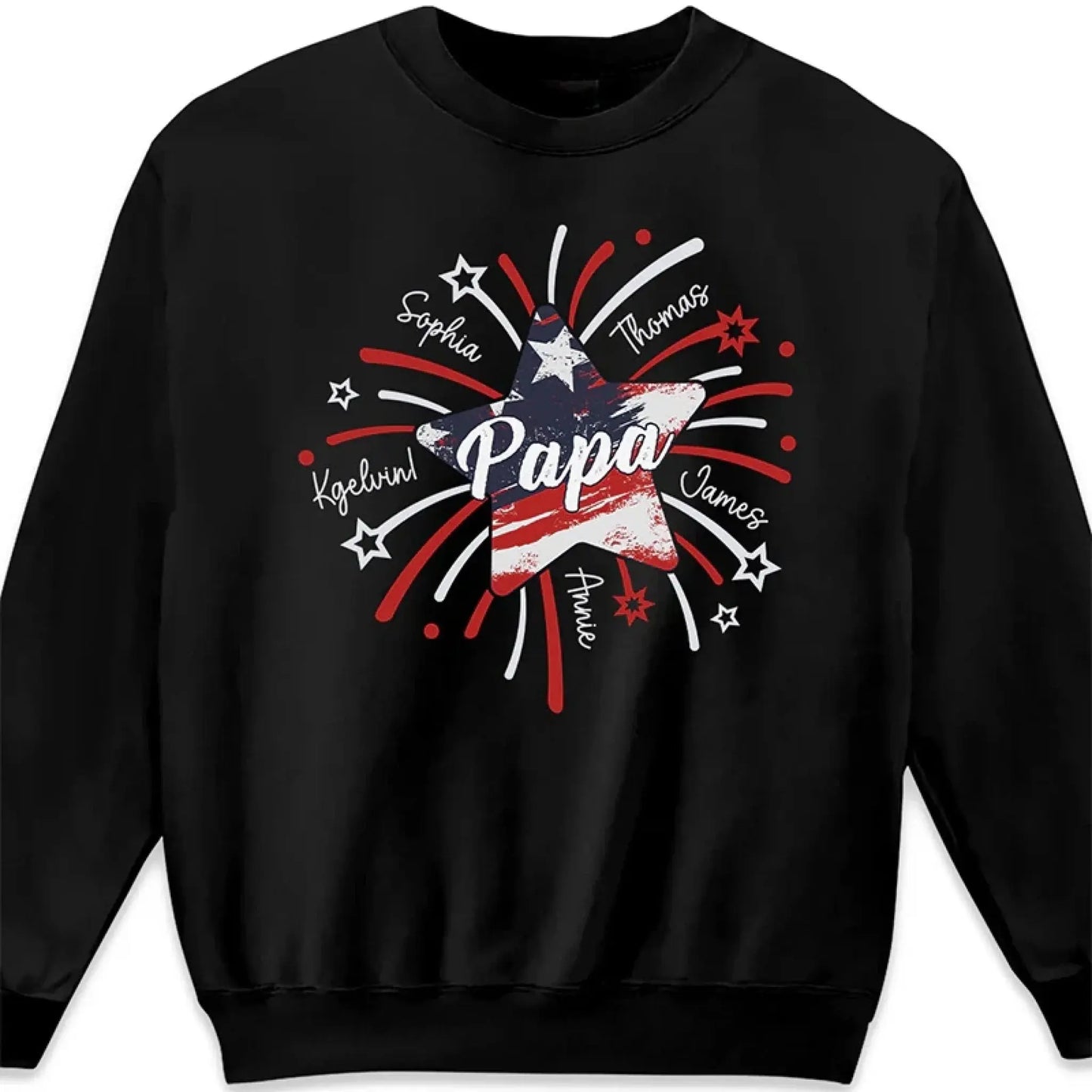 Papa & Kids Firework Star Shirt – Personalized T-Shirt/Hoodie/Sweatshirt – 4th of July or Birthday Gift for Dad or Grandpa Ezcustomize