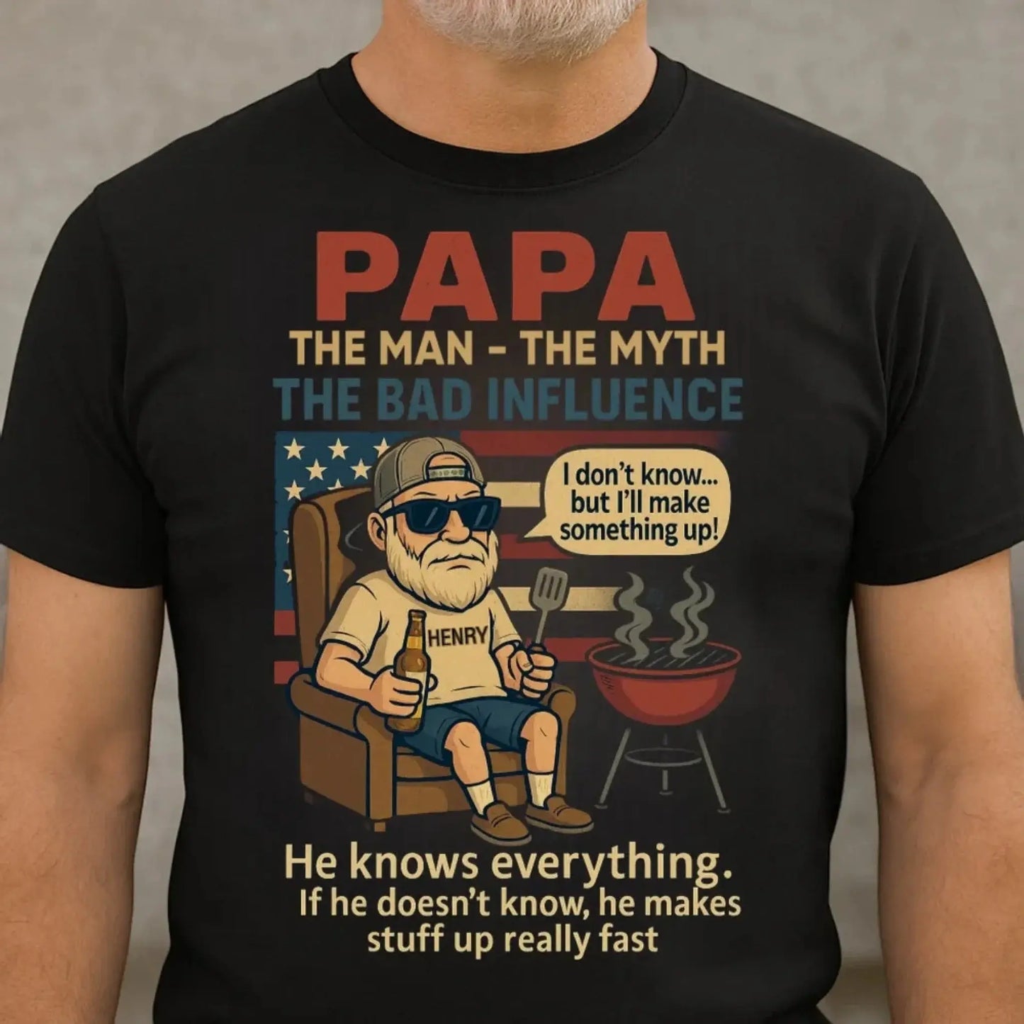 Papa the Legend Shirt – Funny Personalized T-Shirt for Old Man – Custom Father’s Day Gift for Grandpa or Papa Ezcustomize