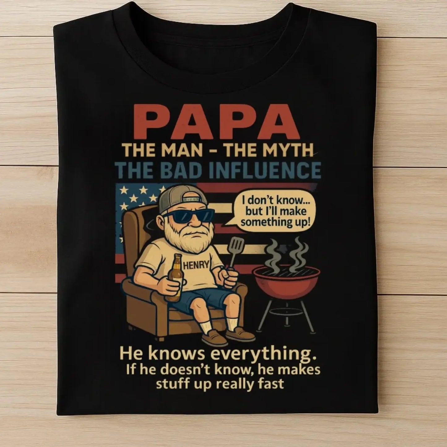 Papa the Legend Shirt – Funny Personalized T-Shirt for Old Man – Custom Father’s Day Gift for Grandpa or Papa Ezcustomize