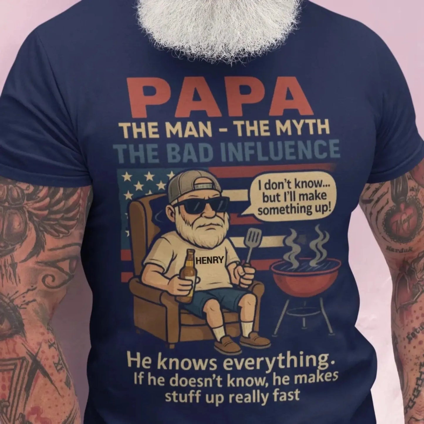 Papa the Legend Shirt – Funny Personalized T-Shirt for Old Man – Custom Father’s Day Gift for Grandpa or Papa Ezcustomize