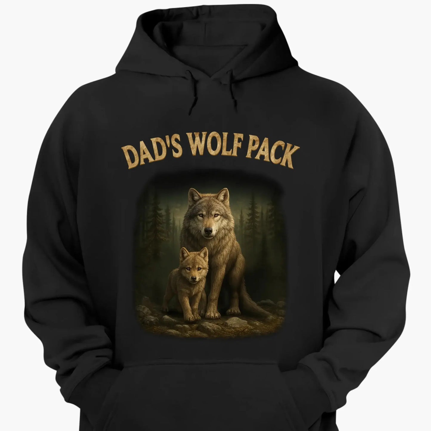 Papa’s Wolf Pack Shirt – Personalized Family Wolf T-Shirt or Hoodie with Kids' Names, Father’s Day Gift for Dad or Grandpa Ezcustomize
