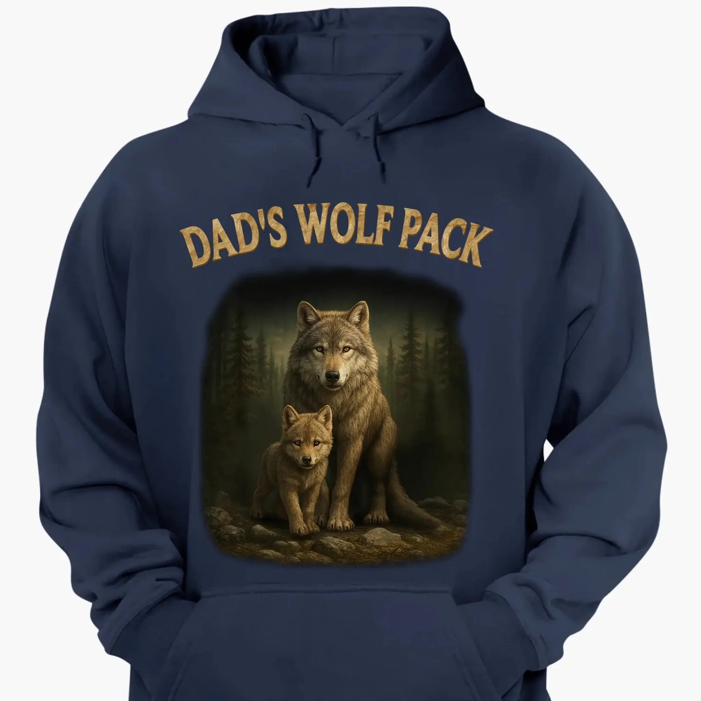 Papa’s Wolf Pack Shirt – Personalized Family Wolf T-Shirt or Hoodie with Kids' Names, Father’s Day Gift for Dad or Grandpa Ezcustomize