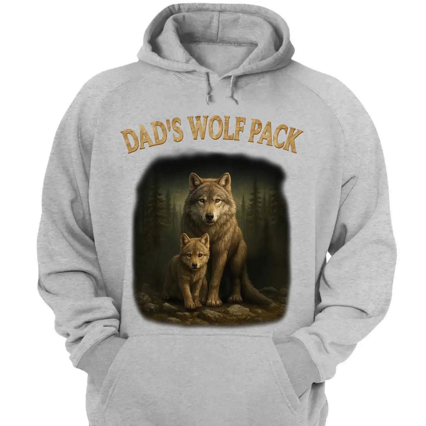 Papa’s Wolf Pack Shirt – Personalized Family Wolf T-Shirt or Hoodie with Kids' Names, Father’s Day Gift for Dad or Grandpa Ezcustomize