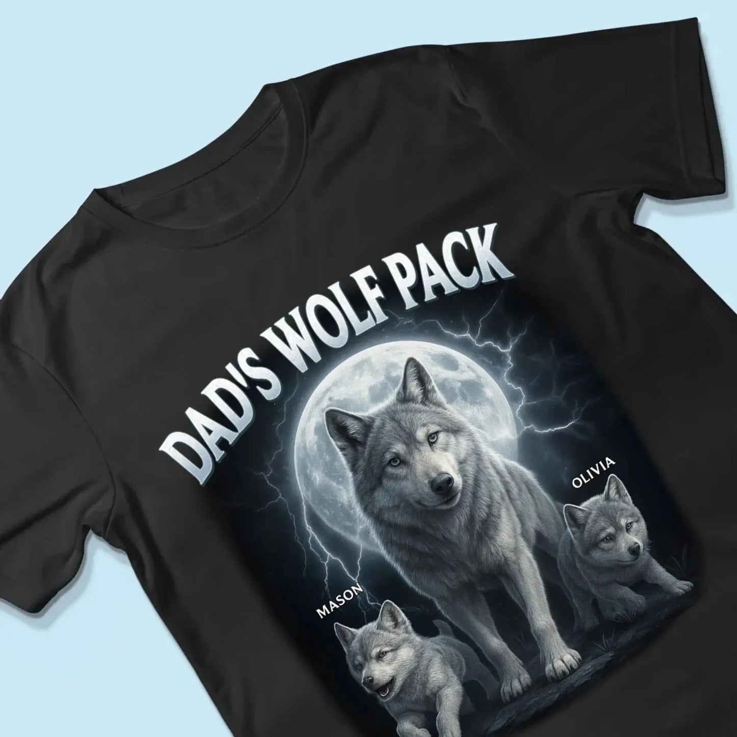 Papa's Wolf Pack Shirt – Personalized Family Wolf T-shirt, Hoodie, Sweatshirt Gift for Dad, Grandpa, Father's Day Ezcustomize