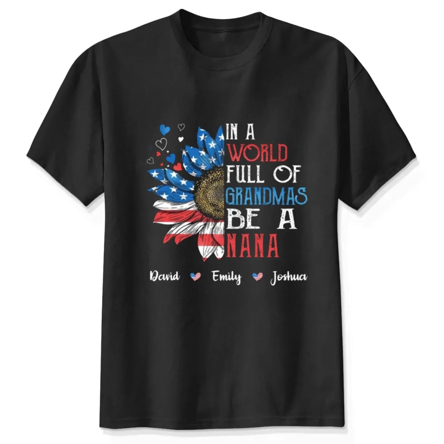 Patriotic Daisy Grandma Shirt – Custom 4th of July T-Shirt with Grandkids’ Names, Gift for Mom, Wife or Nana copy Ezcustomize