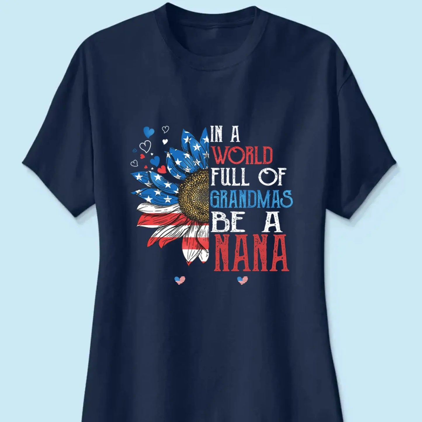 Patriotic Daisy Grandma Shirt – Custom 4th of July T-Shirt with Grandkids’ Names, Gift for Mom, Wife or Nana copy Ezcustomize