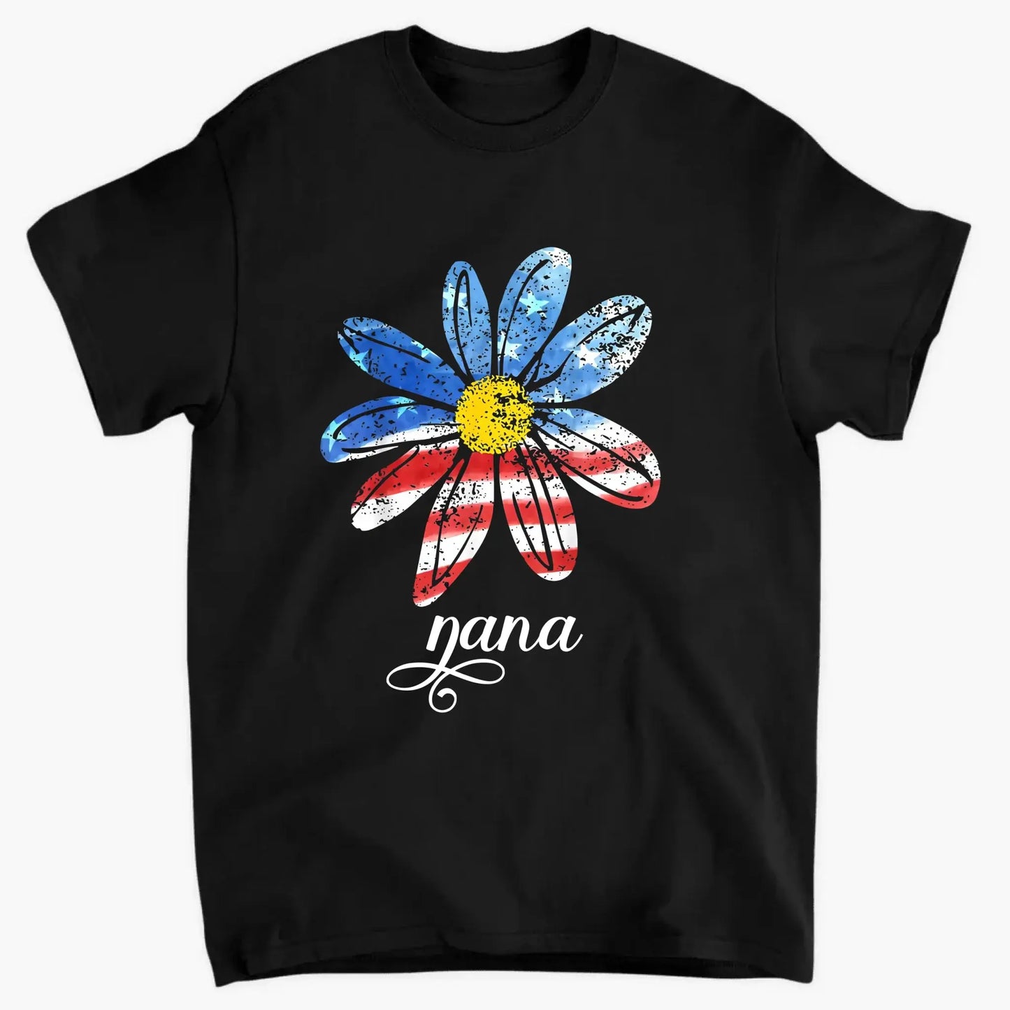 Patriotic Daisy Grandma Shirt – Custom 4th of July T-Shirt with Grandkids’ Names, Gift for Mom, Wife or Nana Ezcustomize