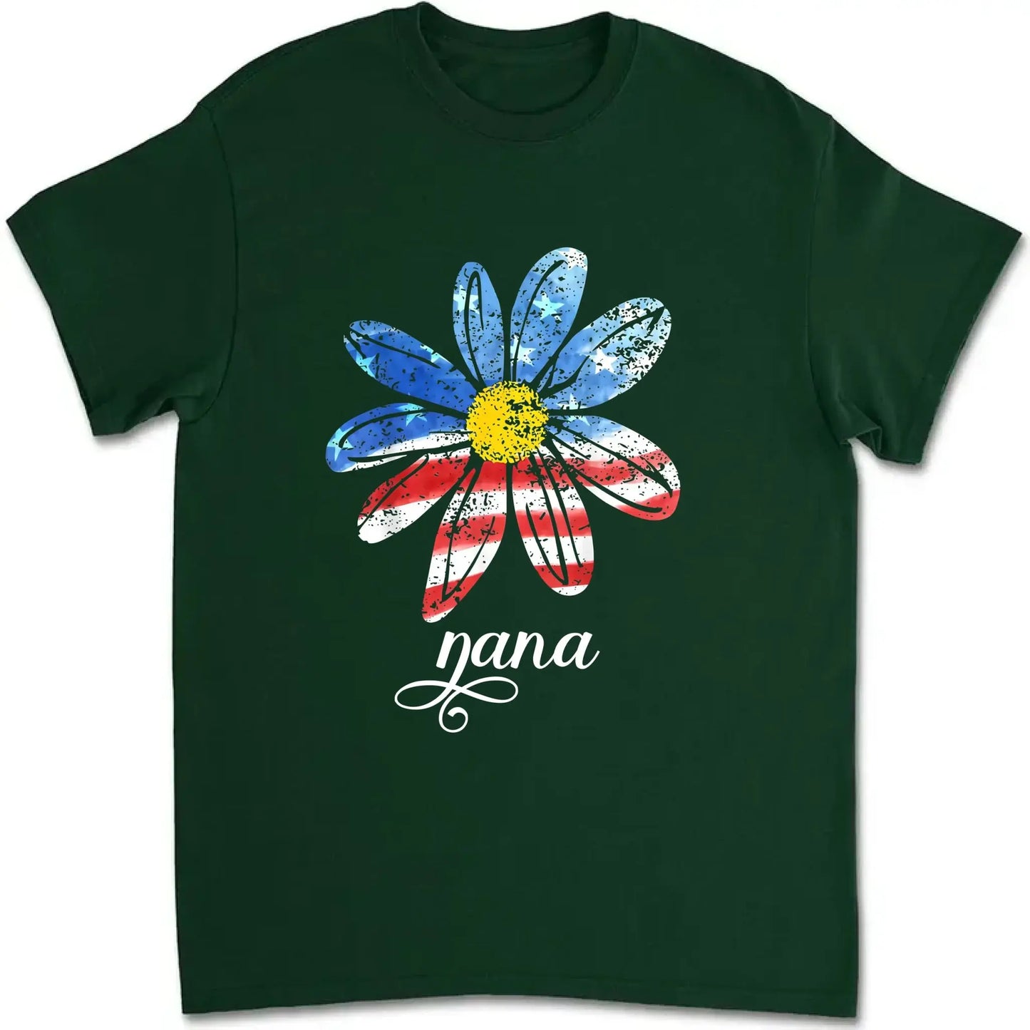 Patriotic Daisy Grandma Shirt – Custom 4th of July T-Shirt with Grandkids’ Names, Gift for Mom, Wife or Nana Ezcustomize