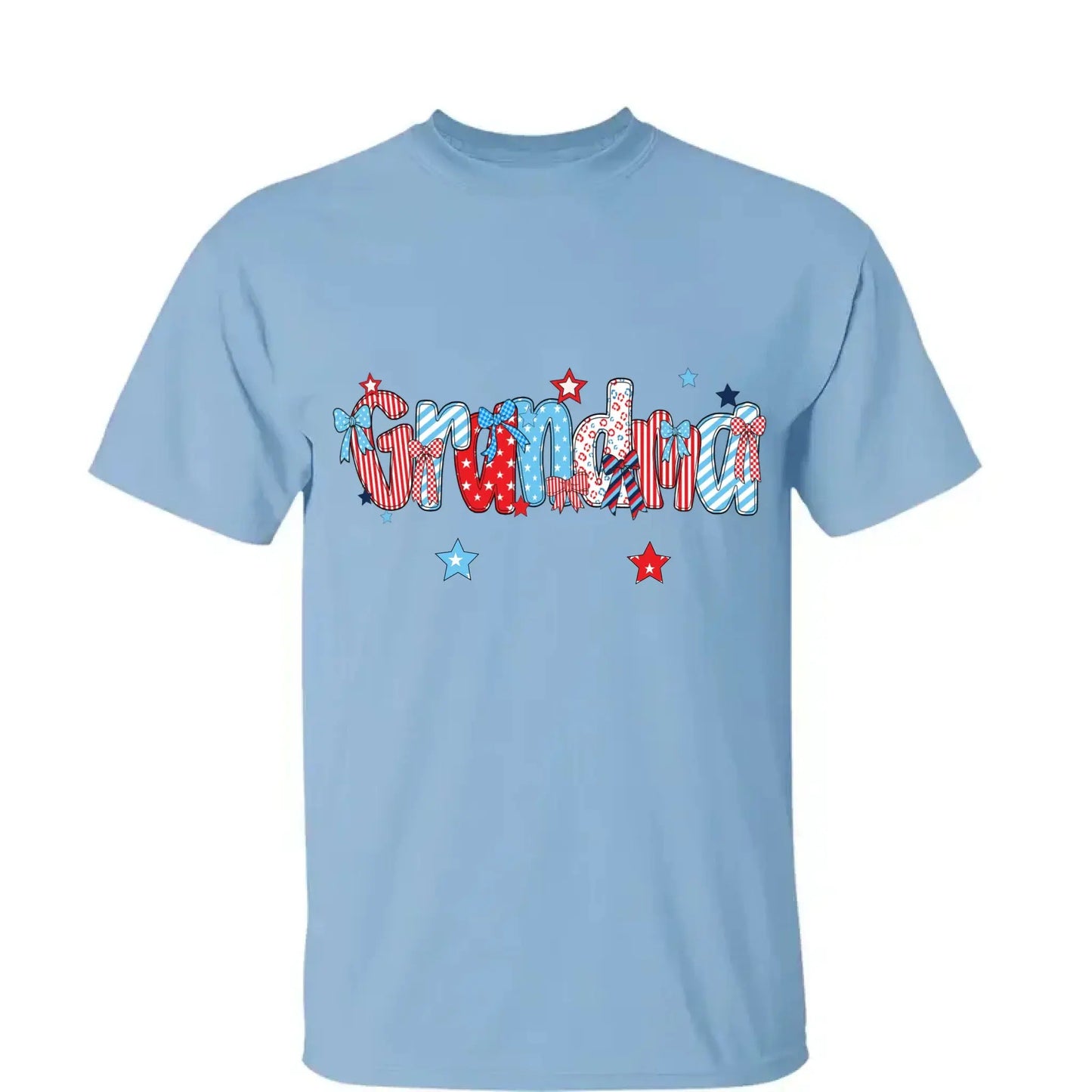 Patriotic Grandma Shirt – Personalized 4th of July T-Shirt with Custom Grandkids’ Names, American Flag Style Gift for Gigi, Nana Ezcustomize