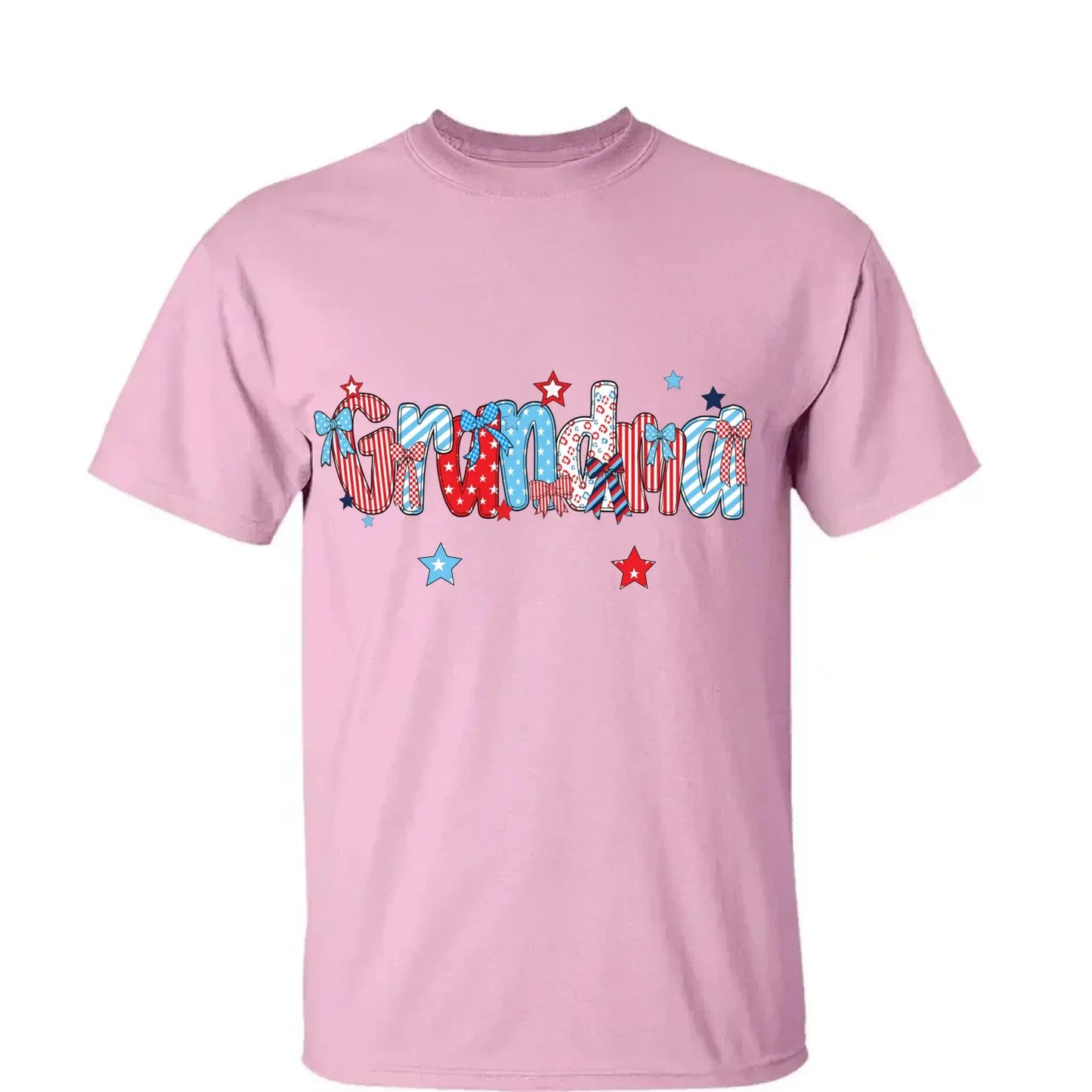 Patriotic Grandma Shirt – Personalized 4th of July T-Shirt with Custom Grandkids’ Names, American Flag Style Gift for Gigi, Nana Ezcustomize