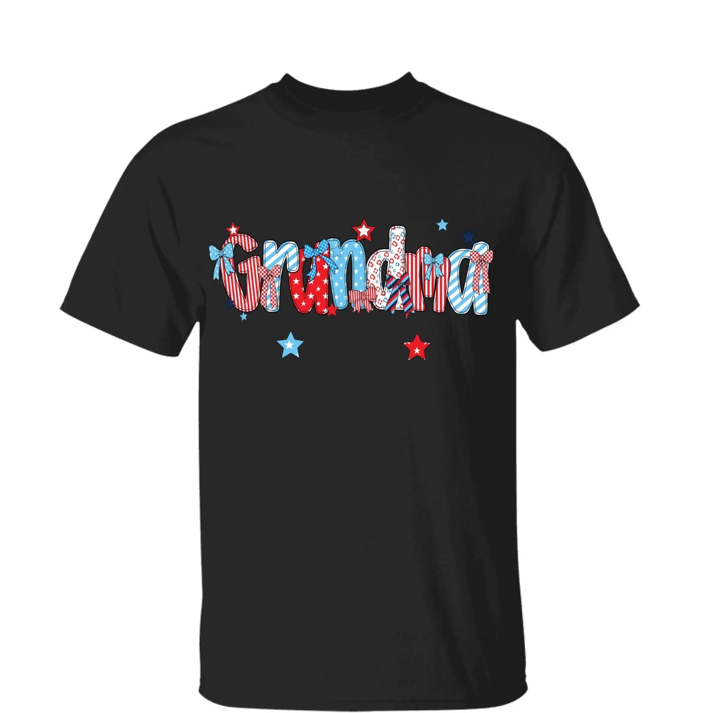 Patriotic Grandma Shirt – Personalized 4th of July T-Shirt with Custom Grandkids’ Names, American Flag Style Gift for Gigi, Nana Ezcustomize