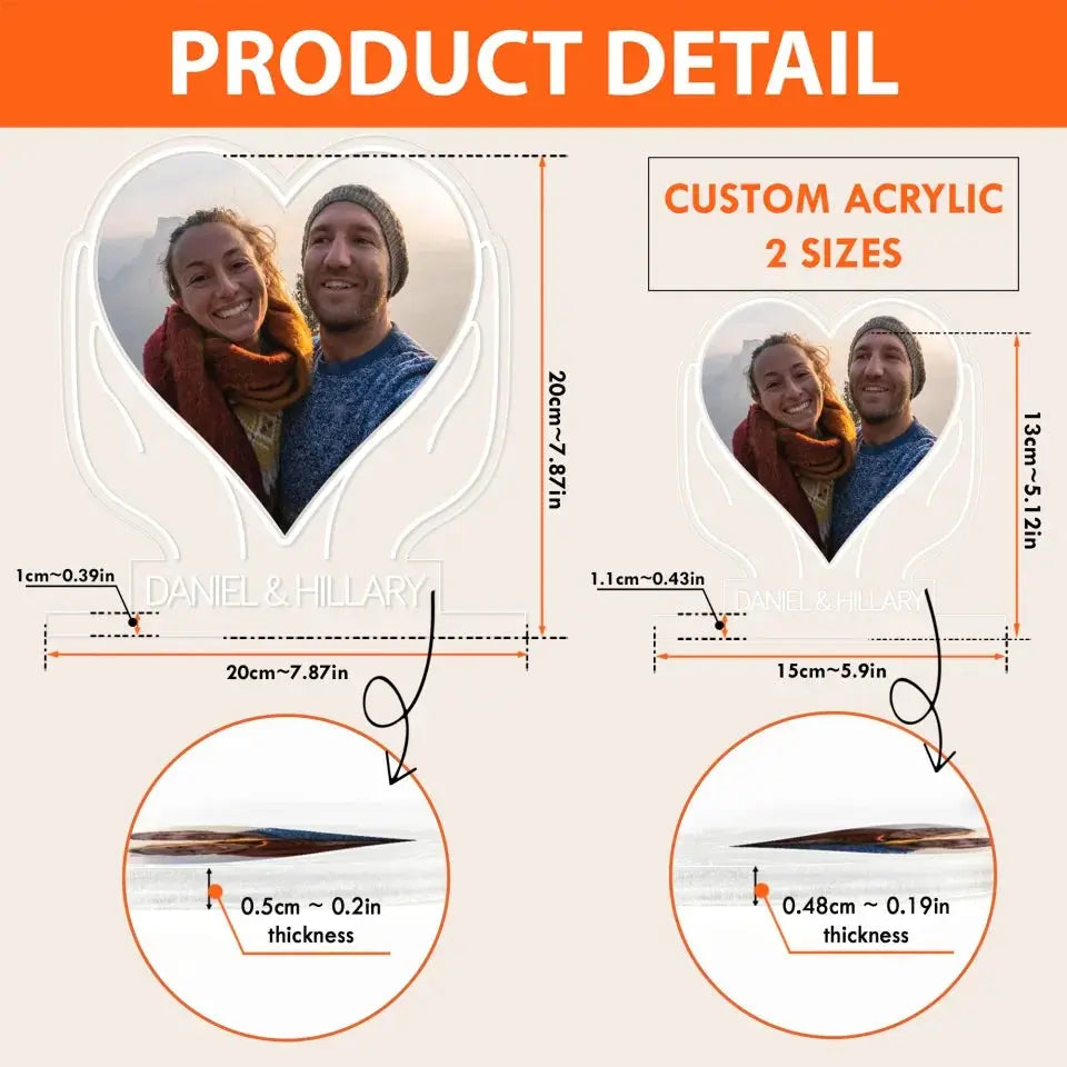 Personalised Two Hands - 3D LED Light Wooden Base | Gift for Couples, Wedding, Anniversary, Marriage, Valentine's Day, Wife, Husband Ezcustomize