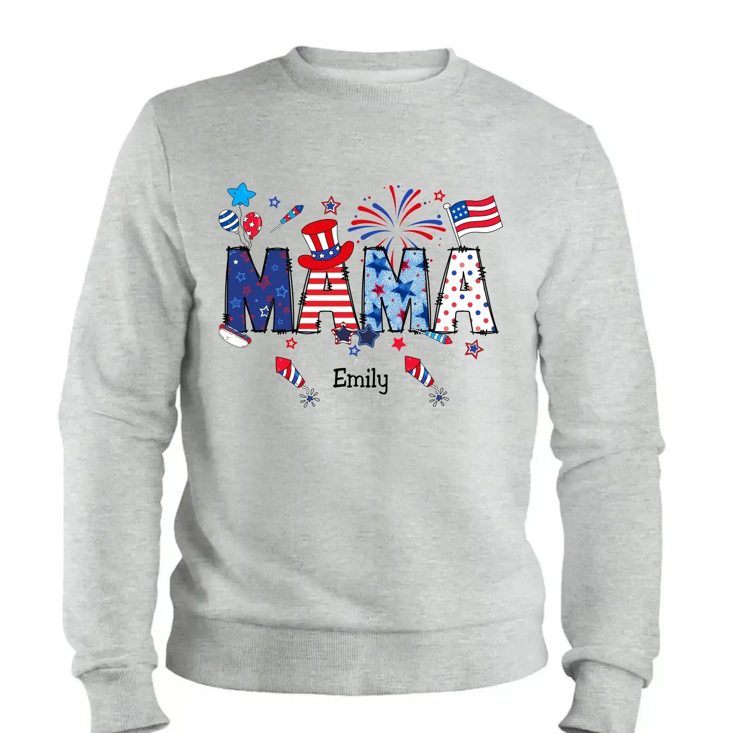 Personalized 4th of July Fireworks Shirt – Custom Independence Day Gift for Mama, Grandma, Gigi, Nana, Mimi with Kids' Names Ezcustomize