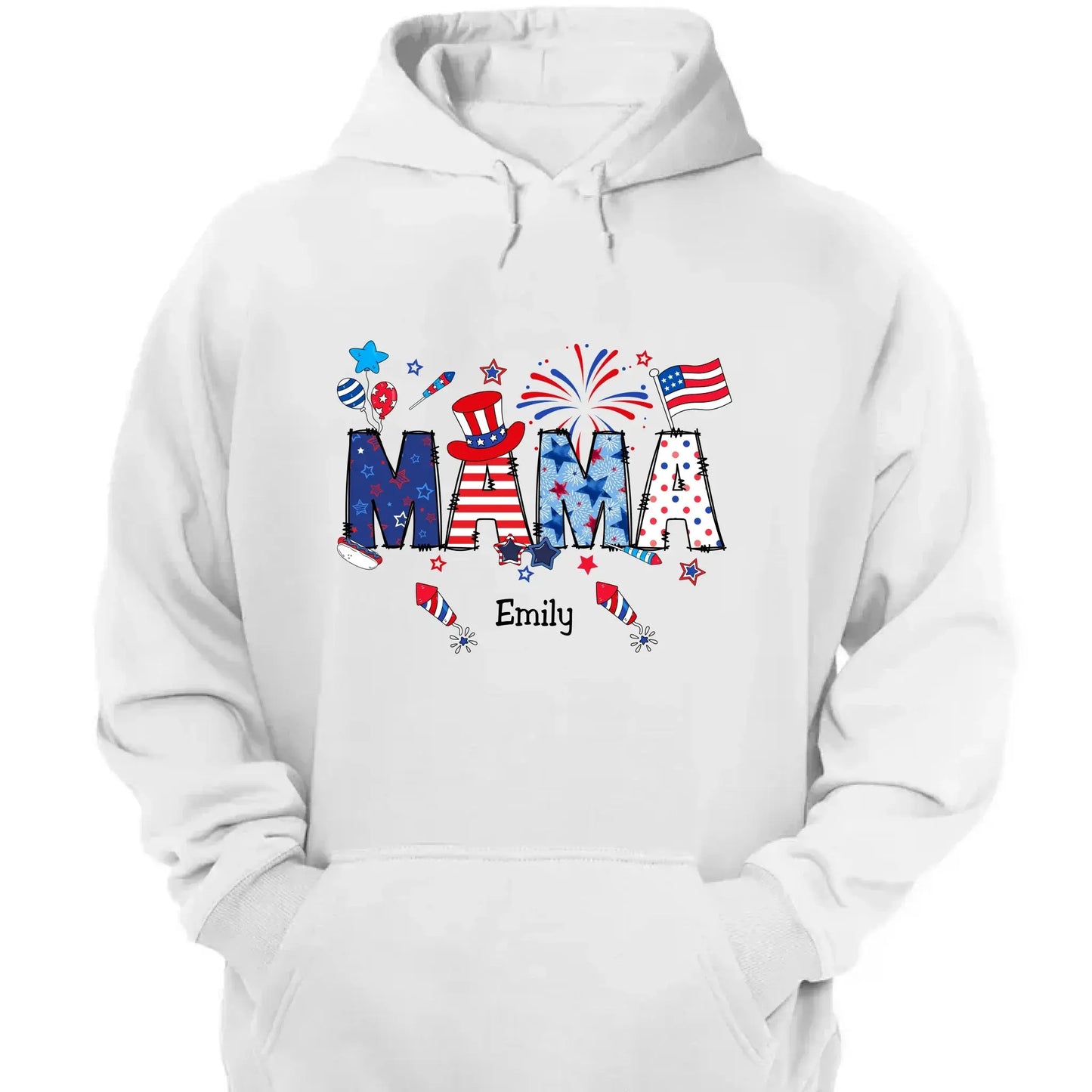 Personalized 4th of July Fireworks Shirt – Custom Independence Day Gift for Mama, Grandma, Gigi, Nana, Mimi with Kids' Names Ezcustomize