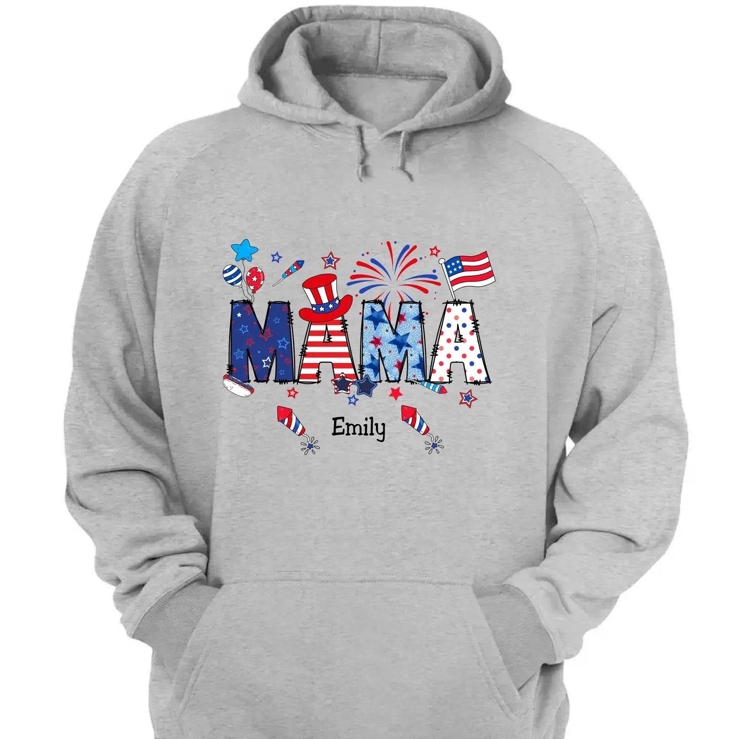 Personalized 4th of July Fireworks Shirt – Custom Independence Day Gift for Mama, Grandma, Gigi, Nana, Mimi with Kids' Names Ezcustomize