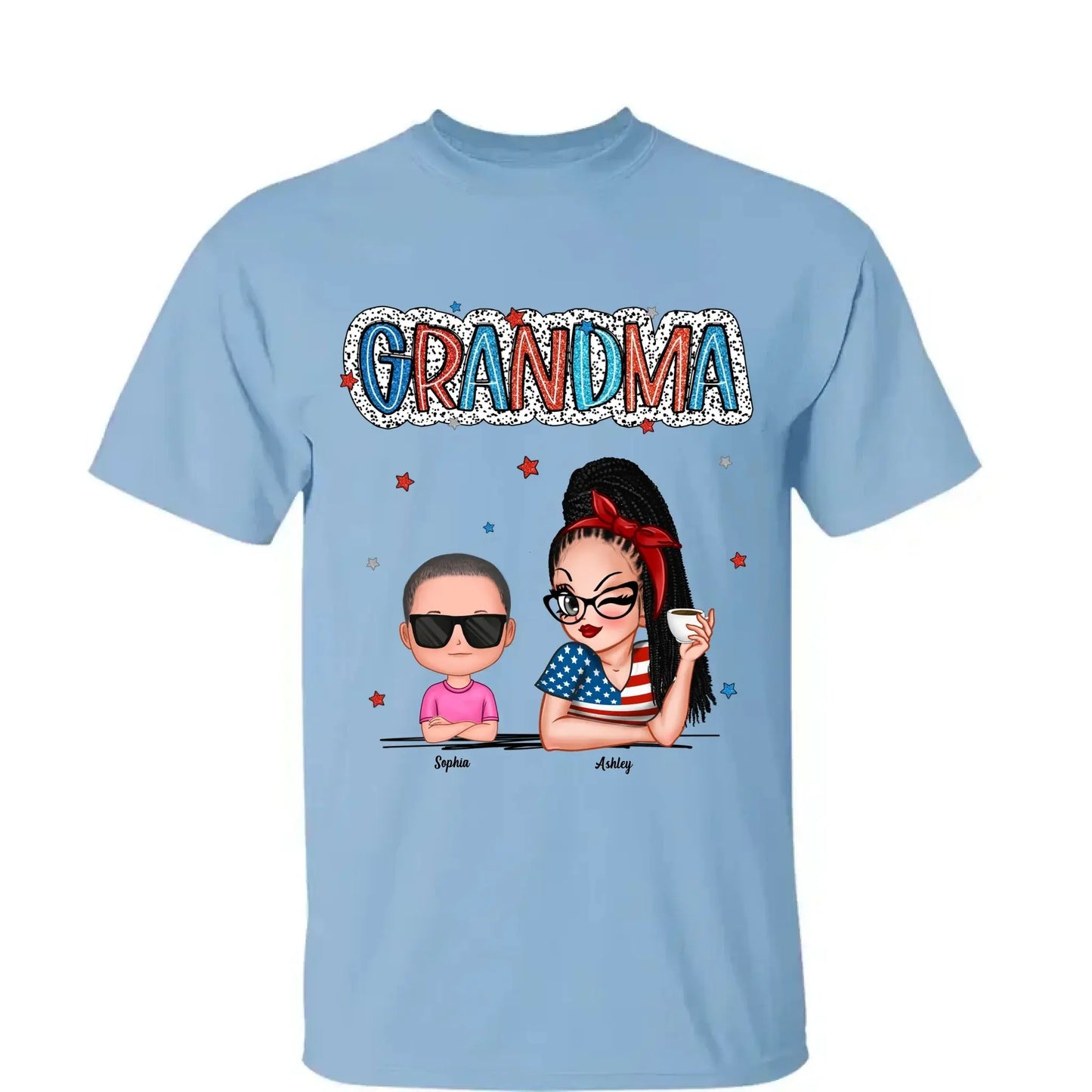 Personalized 4th of July Grandma Shirt with Grandkids – Patriotic Independence Day Gift for Nana, Mimi, Gigi Ezcustomize