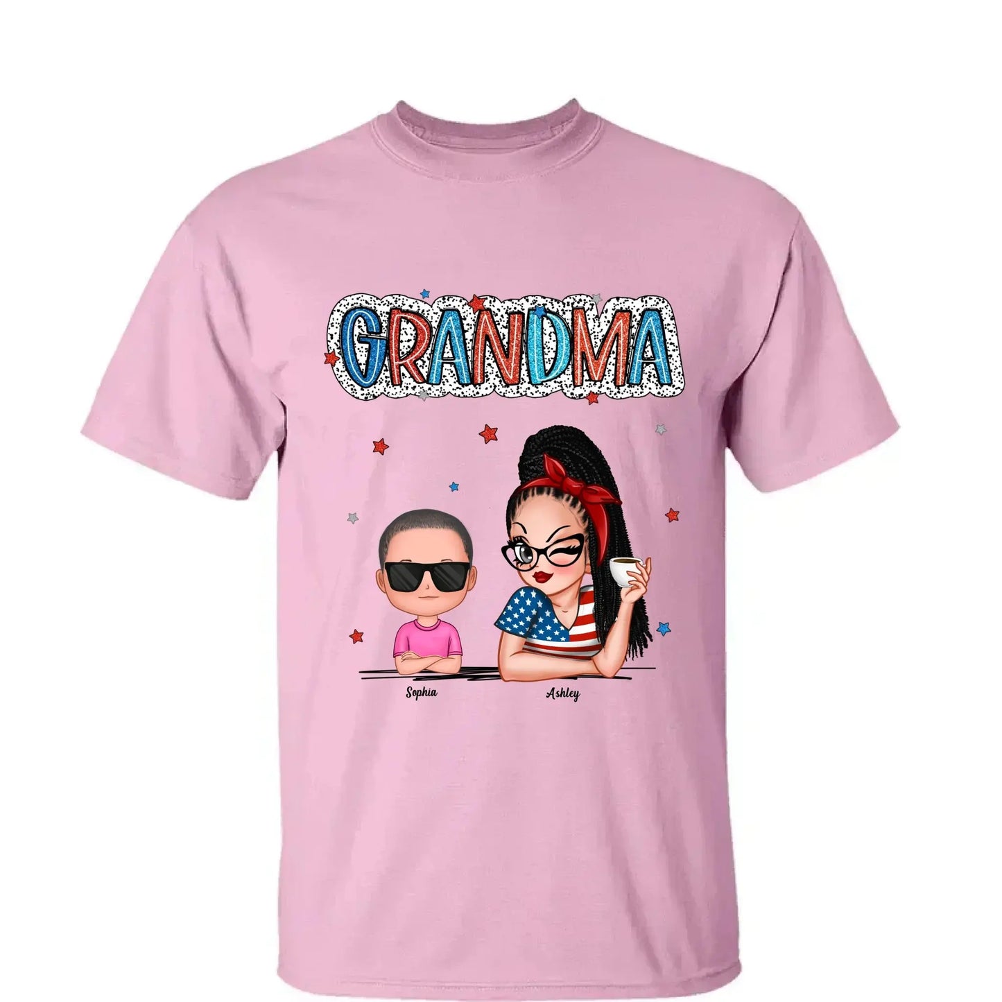 Personalized 4th of July Grandma Shirt with Grandkids – Patriotic Independence Day Gift for Nana, Mimi, Gigi Ezcustomize