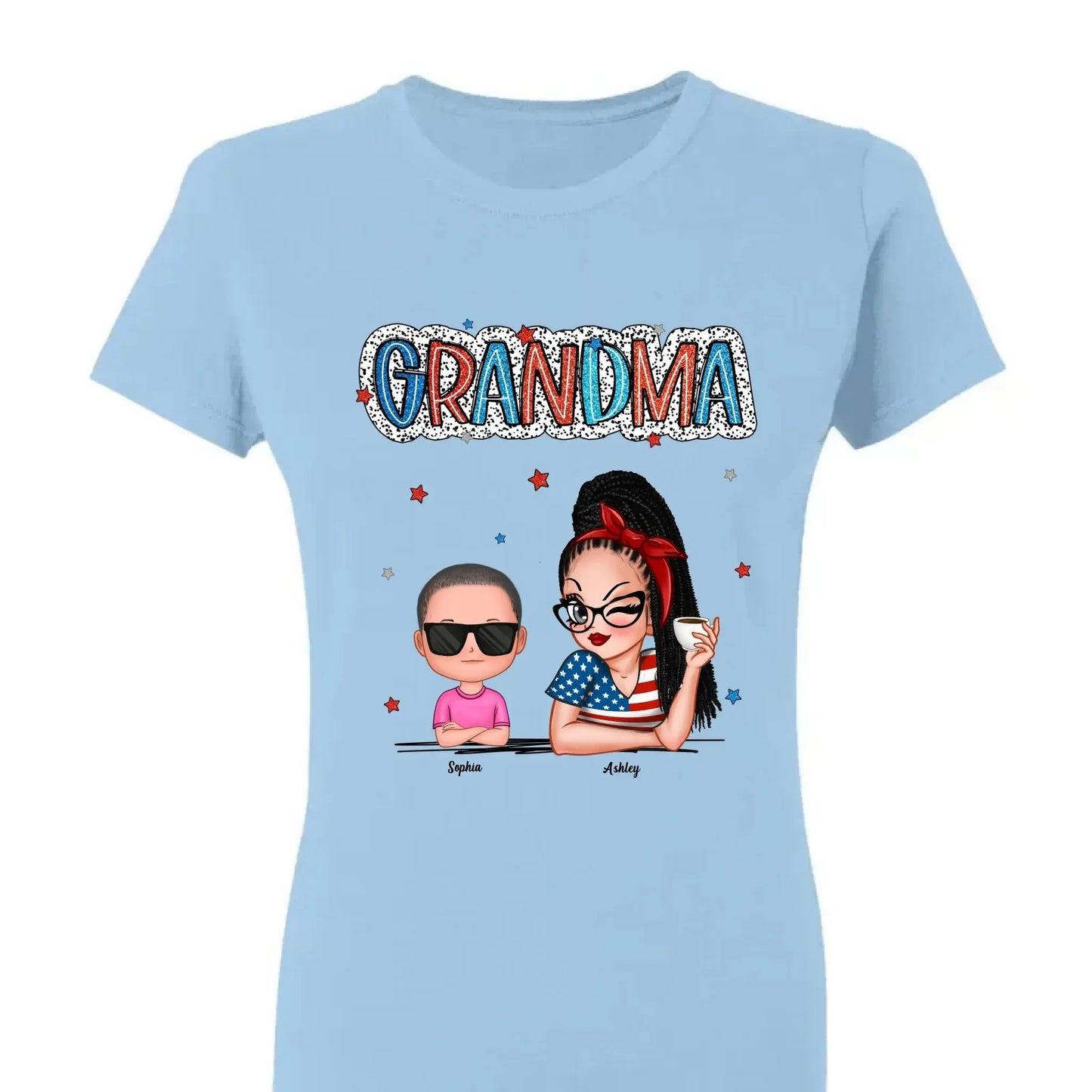 Personalized 4th of July Grandma Shirt with Grandkids – Patriotic Independence Day Gift for Nana, Mimi, Gigi Ezcustomize