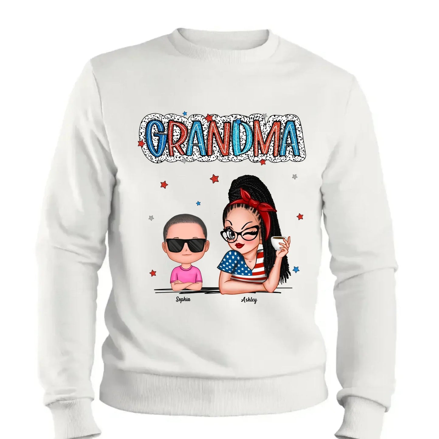 Personalized 4th of July Grandma Shirt with Grandkids – Patriotic Independence Day Gift for Nana, Mimi, Gigi Ezcustomize