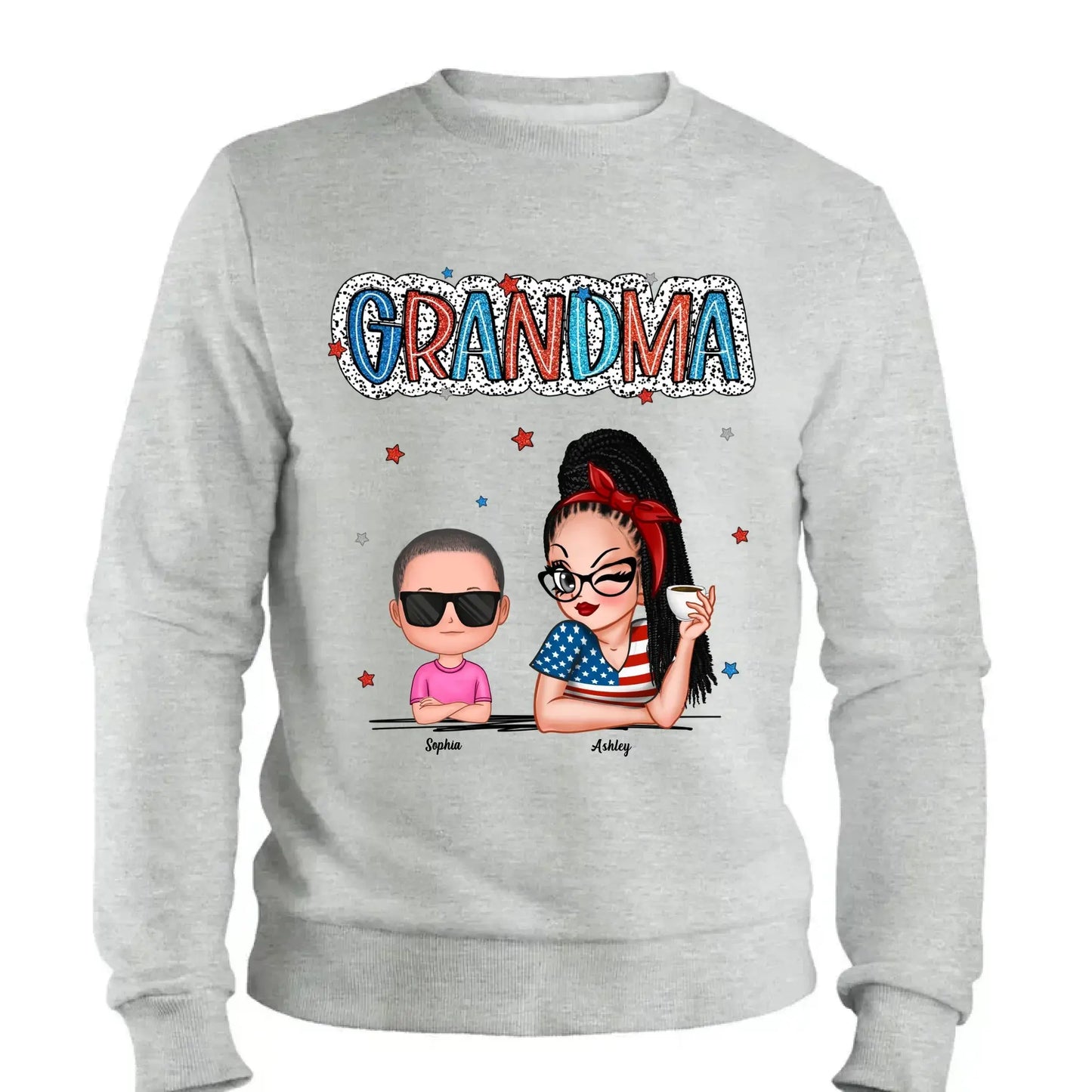 Personalized 4th of July Grandma Shirt with Grandkids – Patriotic Independence Day Gift for Nana, Mimi, Gigi Ezcustomize