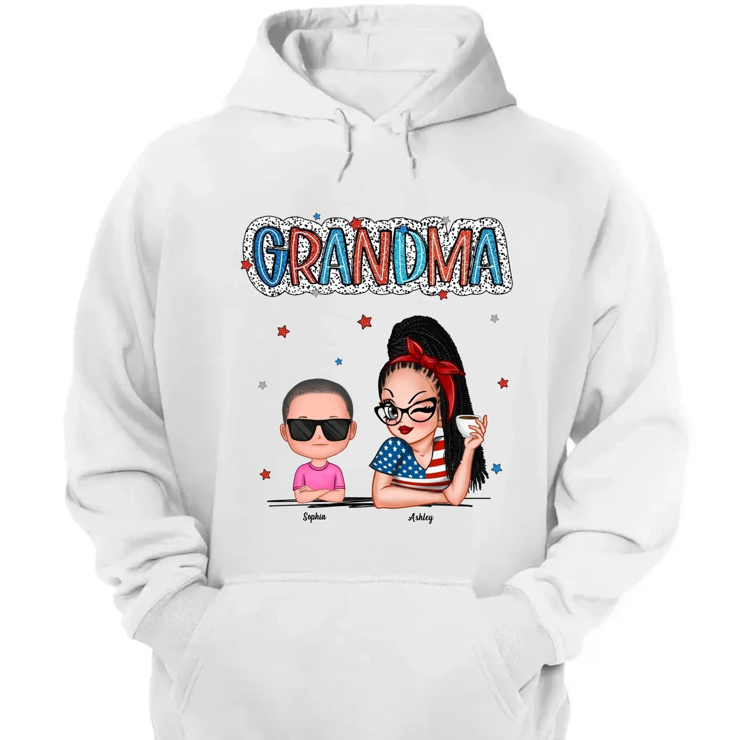 Personalized 4th of July Grandma Shirt with Grandkids – Patriotic Independence Day Gift for Nana, Mimi, Gigi Ezcustomize