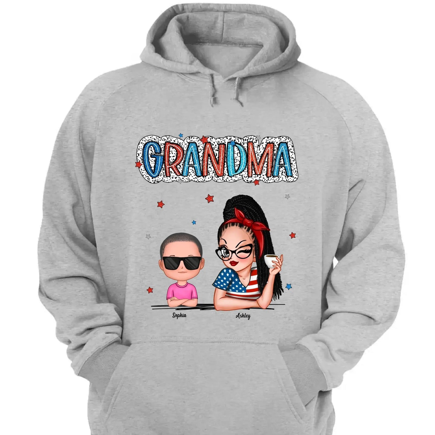 Personalized 4th of July Grandma Shirt with Grandkids – Patriotic Independence Day Gift for Nana, Mimi, Gigi Ezcustomize