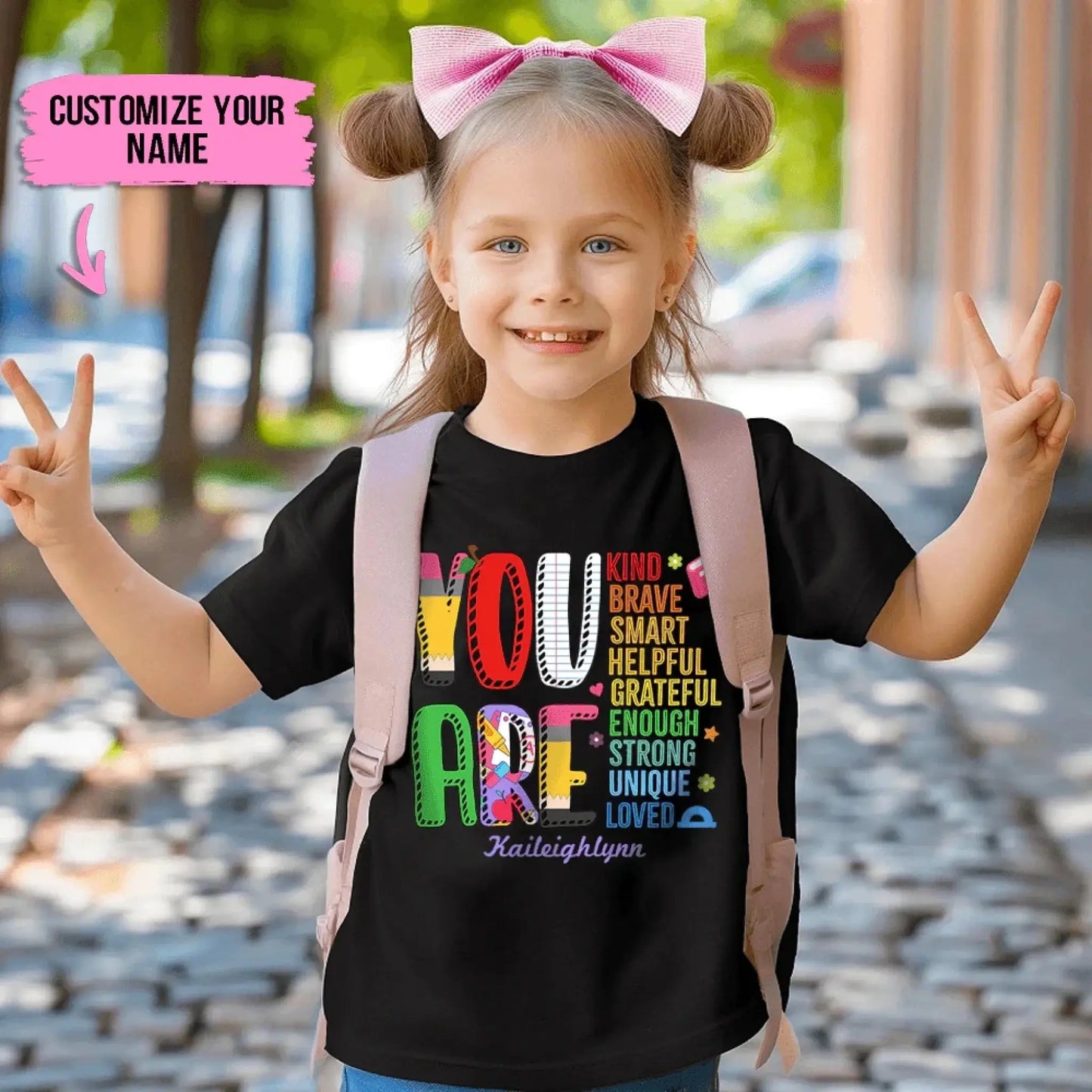 Personalized Back to School Kids Shirt – You Are Loved Youth T-Shirt with Name – First Day of School Gift for Students, Son, Daughter Ezcustomize