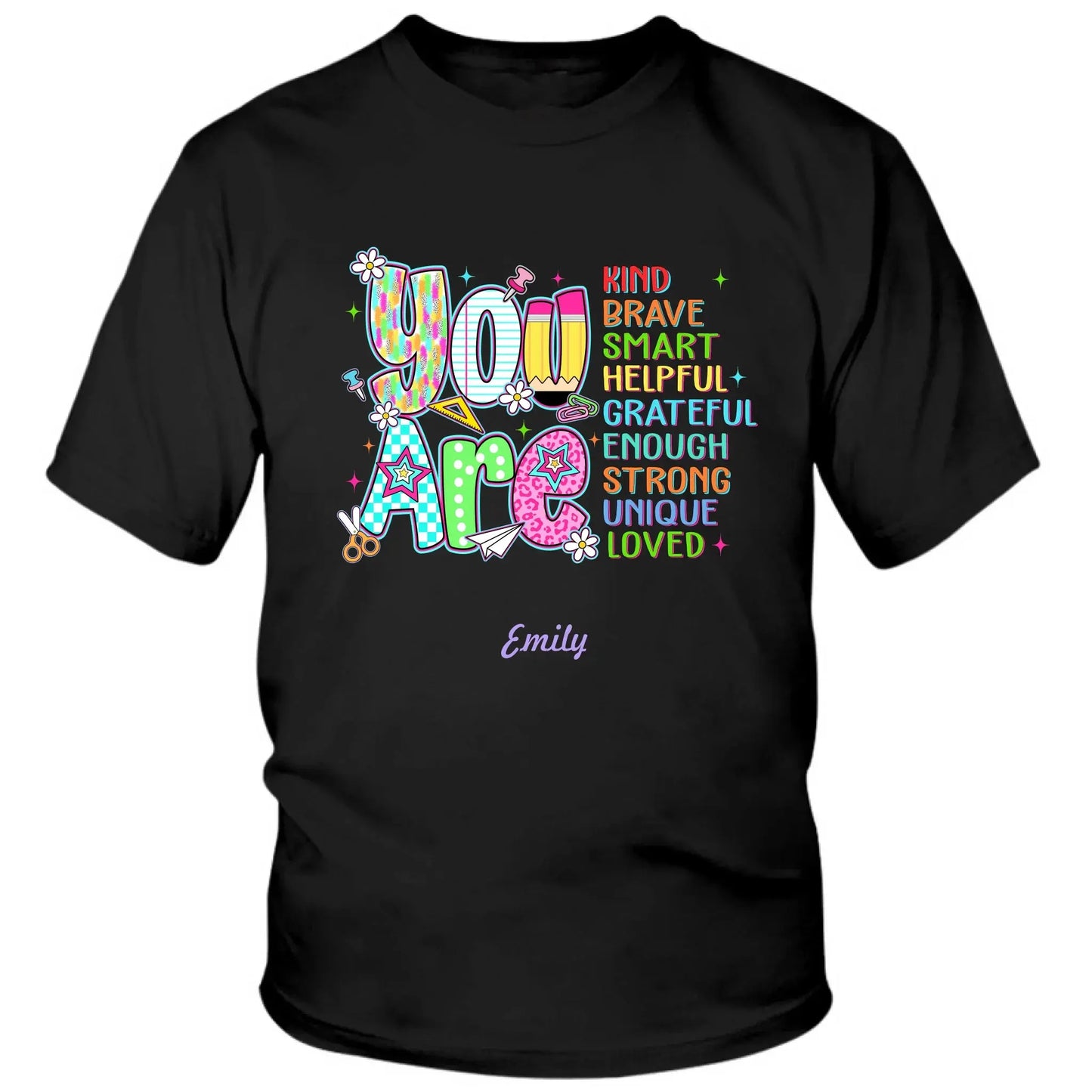 Personalized Back to School Kids Shirt – You Are Loved Youth T-Shirt with Name – First Day of School Gift for Students, Son, Daughter Ezcustomize