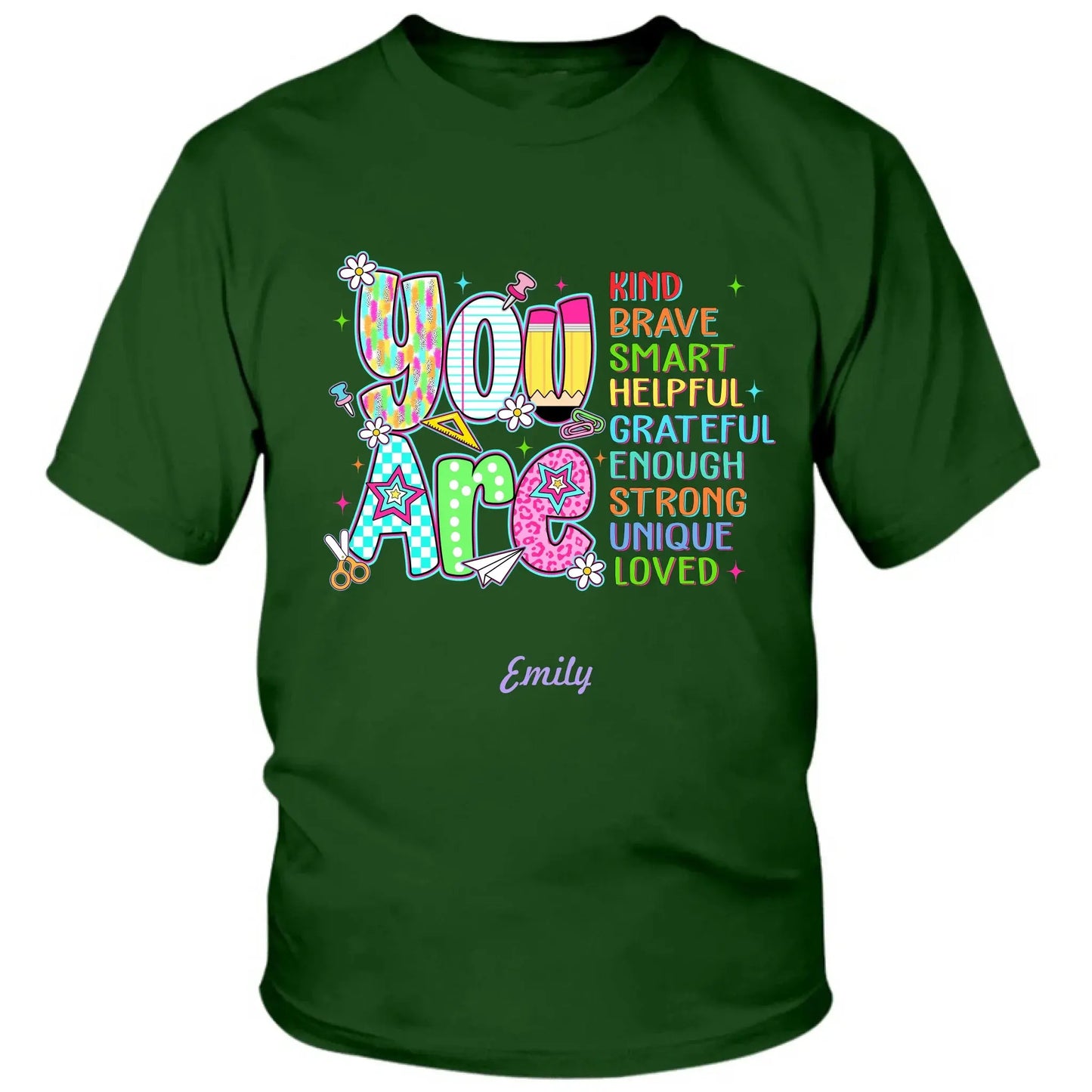 Personalized Back to School Kids Shirt – You Are Loved Youth T-Shirt with Name – First Day of School Gift for Students, Son, Daughter Ezcustomize
