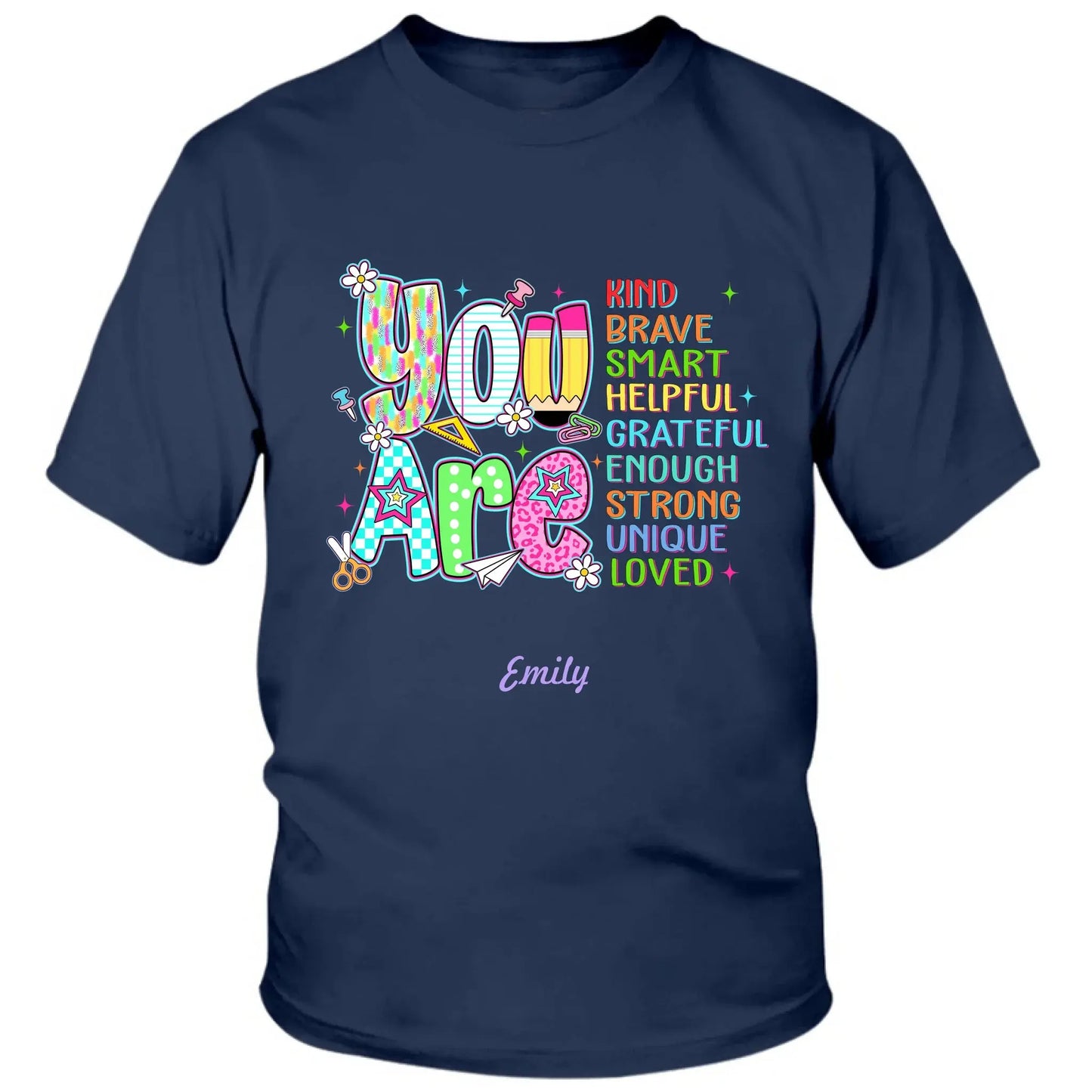 Personalized Back to School Kids Shirt – You Are Loved Youth T-Shirt with Name – First Day of School Gift for Students, Son, Daughter Ezcustomize
