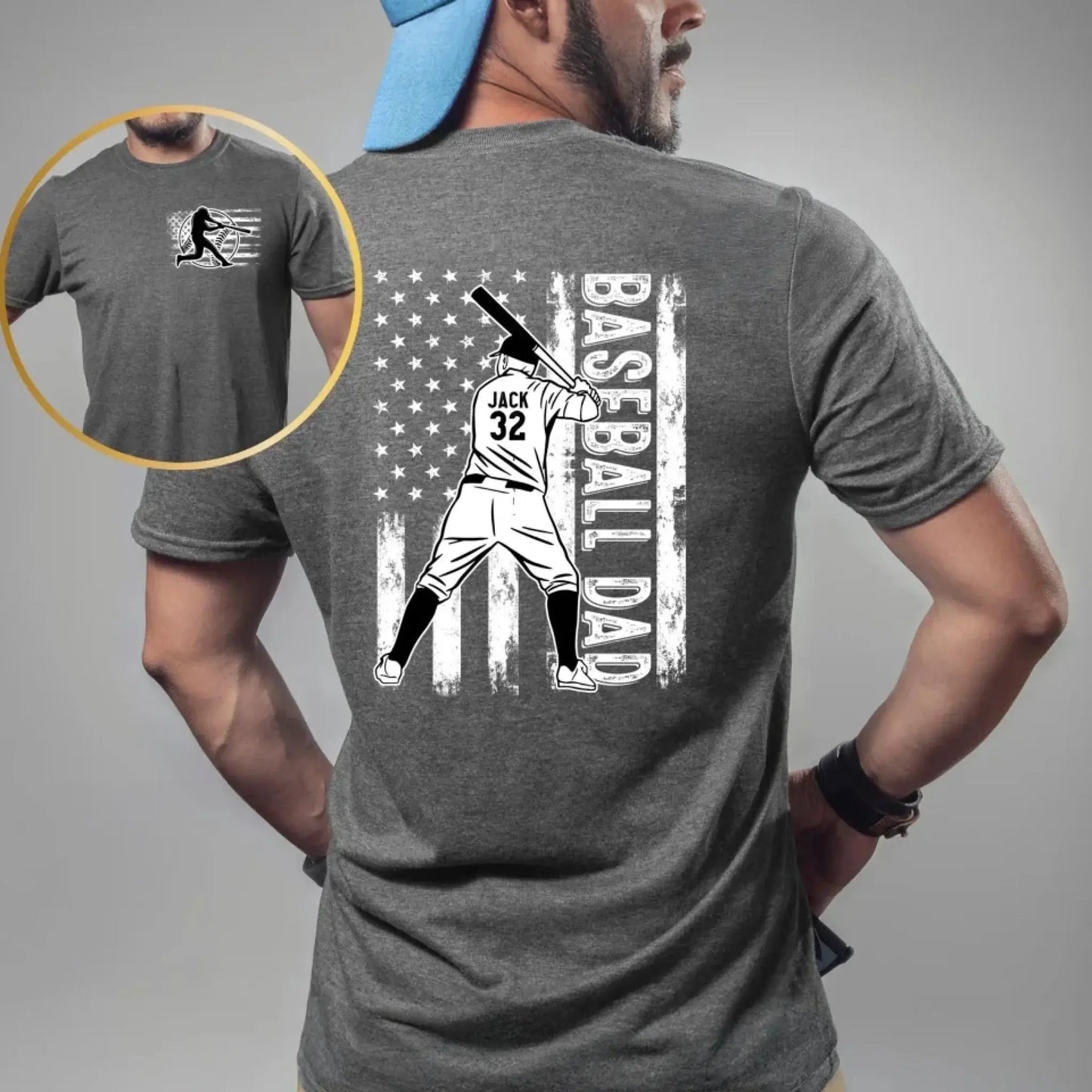 Personalized Baseball Dad Shirt, Baseball Gifts for Men, Gift for Dad & Grandpa, Fathers Day Gift Ezcustomize